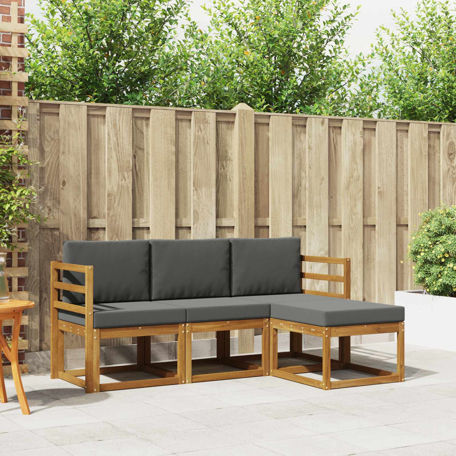 Set vanjskih sofa s jastukom 4 pcs Prirodna i antracit