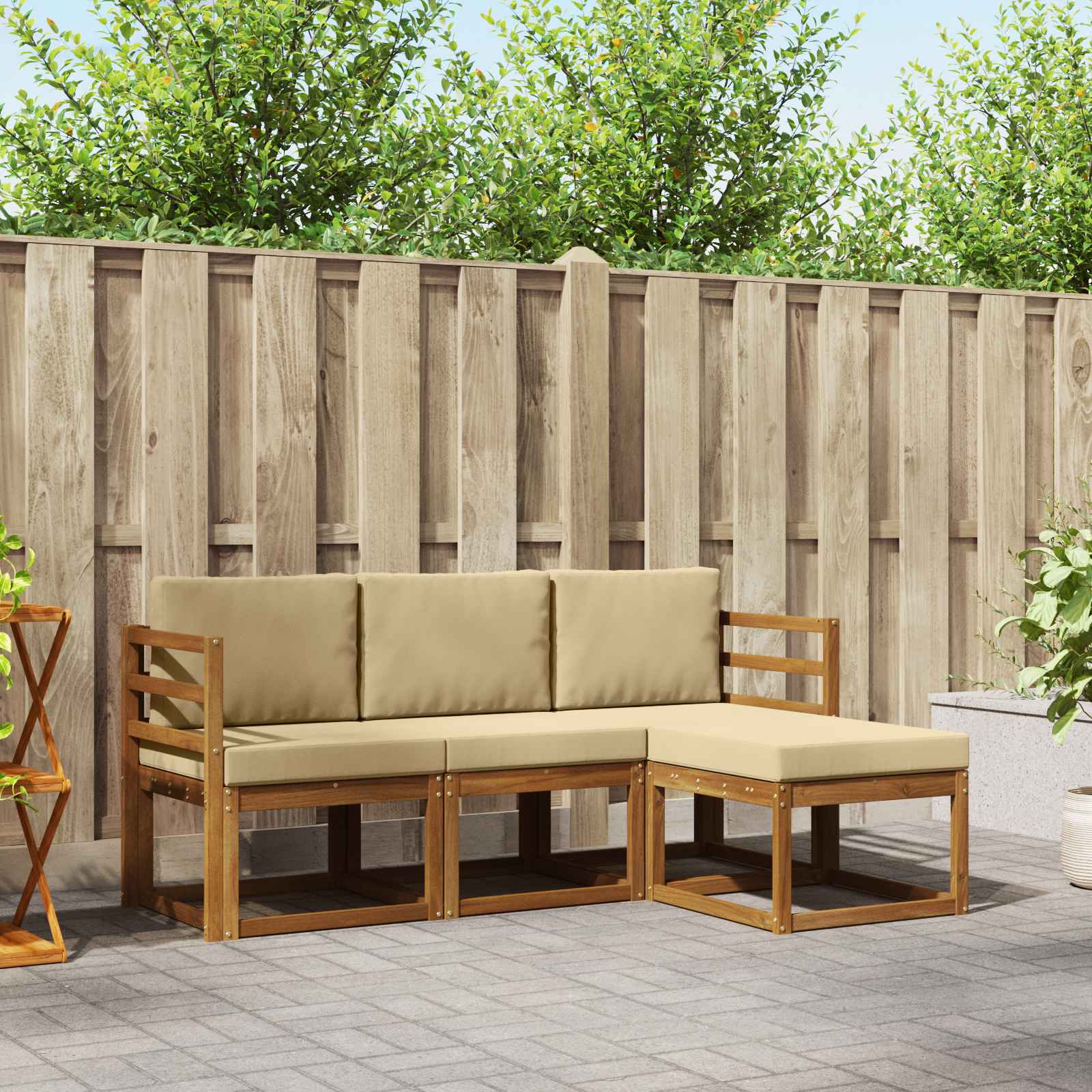 Set vanjskih sofa s jastukom 4 pcs Prirodna i bež