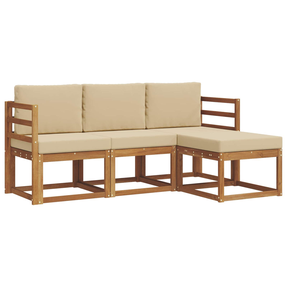 Set vanjskih sofa s jastukom 4 pcs Prirodna i bež