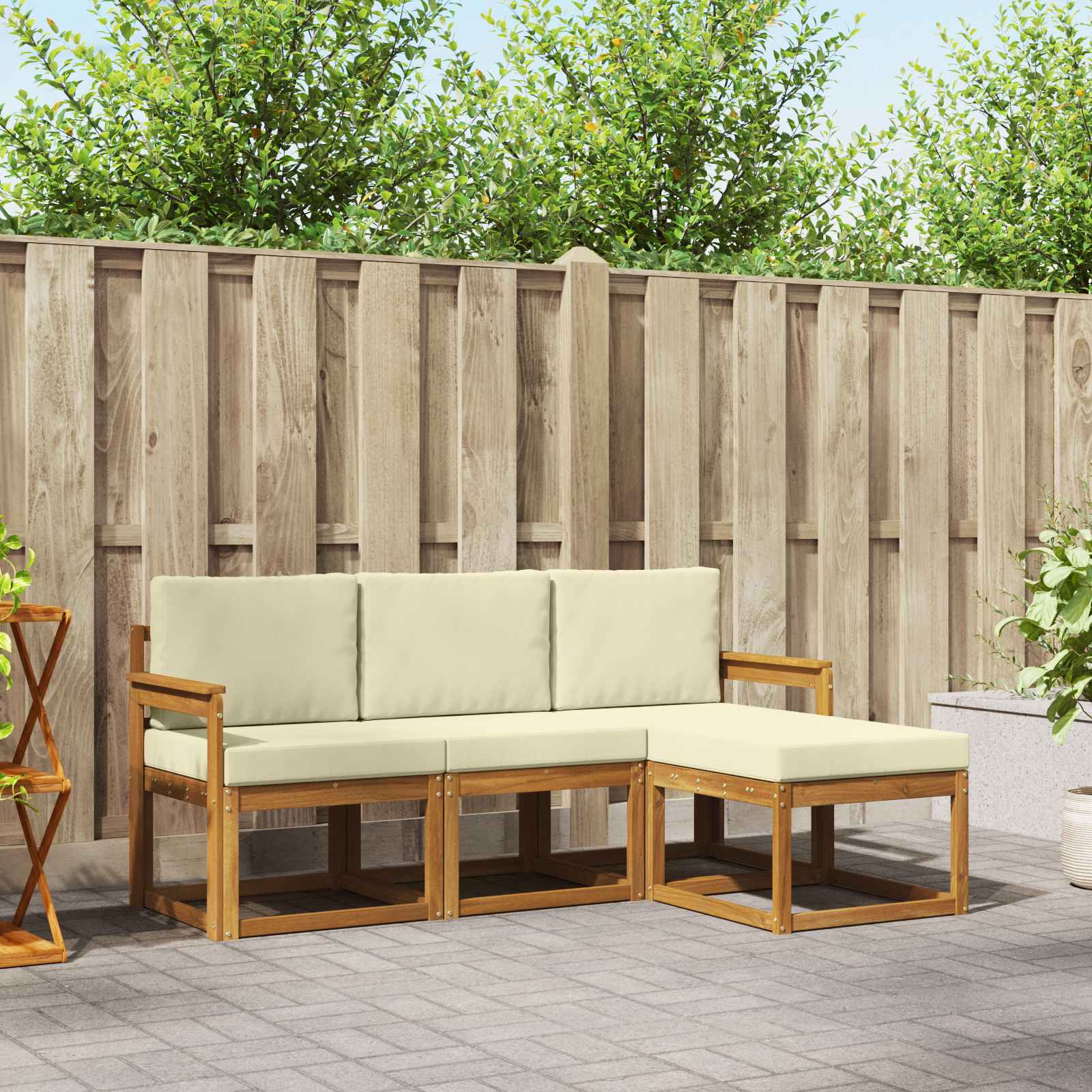 Set vanjskih sofa s jastukom 4 pcs Prirodna i krem