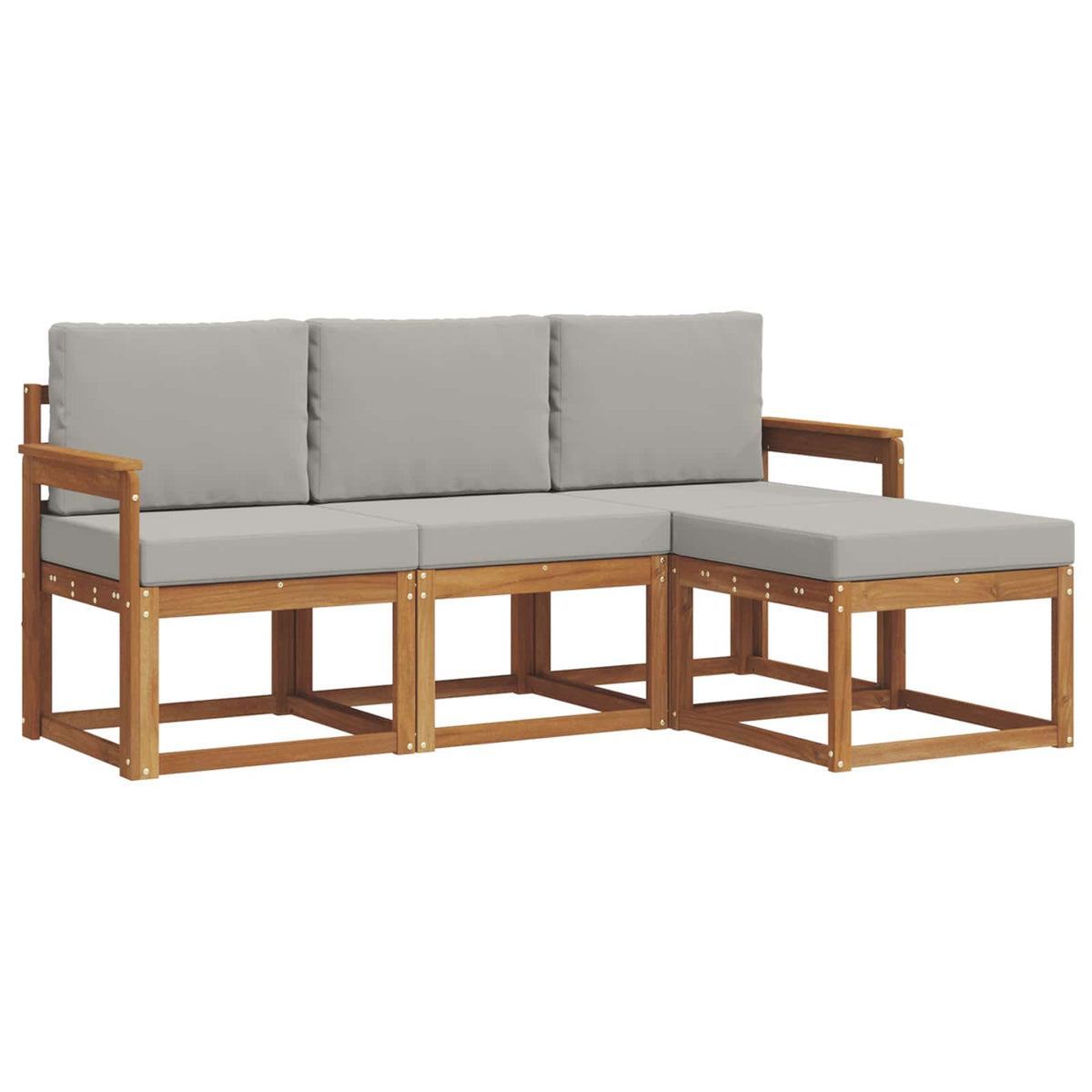 Set vanjskih sofa s jastukom 4 pcs Prirodna i svijetlo siva