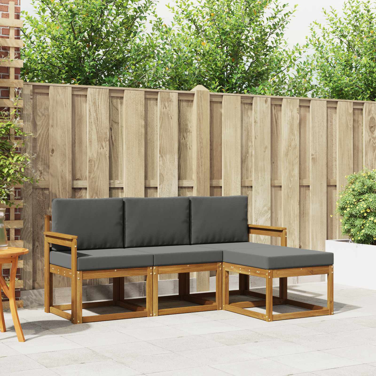 Set vanjskih sofa s jastukom 4 pcs Prirodna i antracit