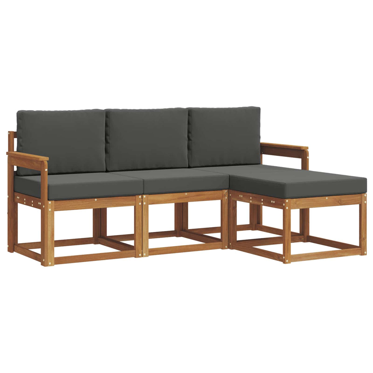 Set vanjskih sofa s jastukom 4 pcs Prirodna i antracit