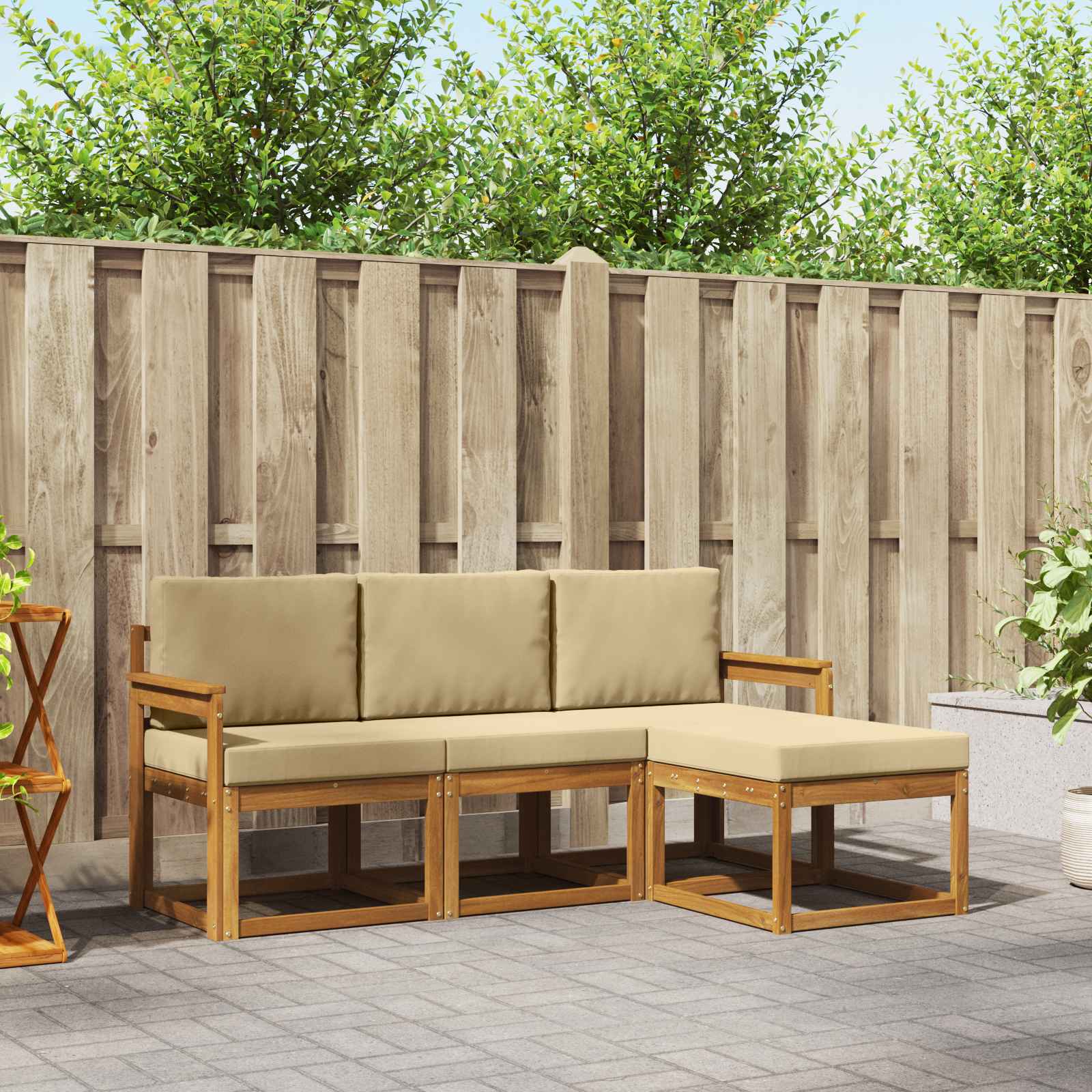 Set vanjskih sofa s jastukom 4 pcs Prirodna i bež
