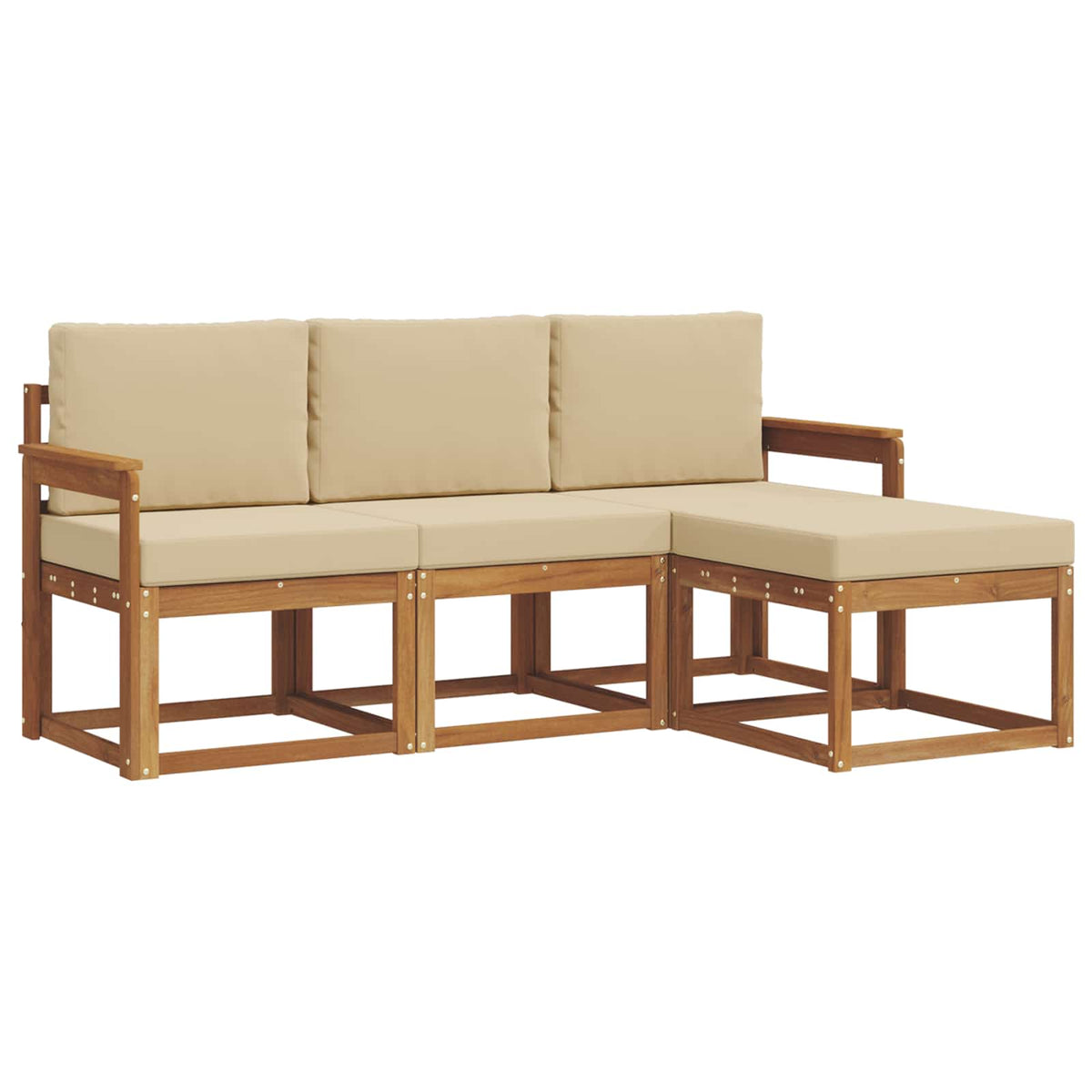 Set vanjskih sofa s jastukom 4 pcs Prirodna i bež