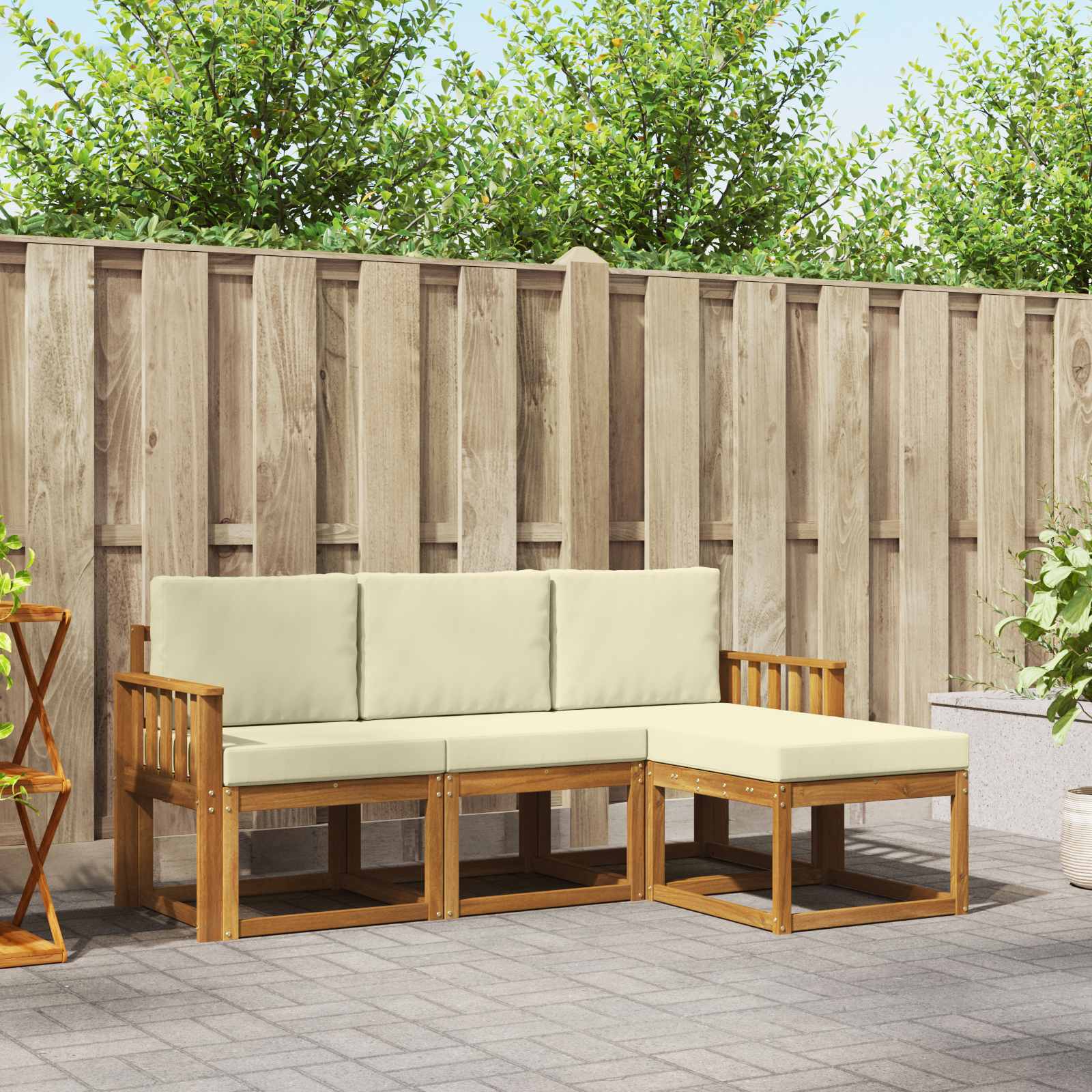 Set vanjskih sofa s jastukom 4 pcs Prirodna i krem