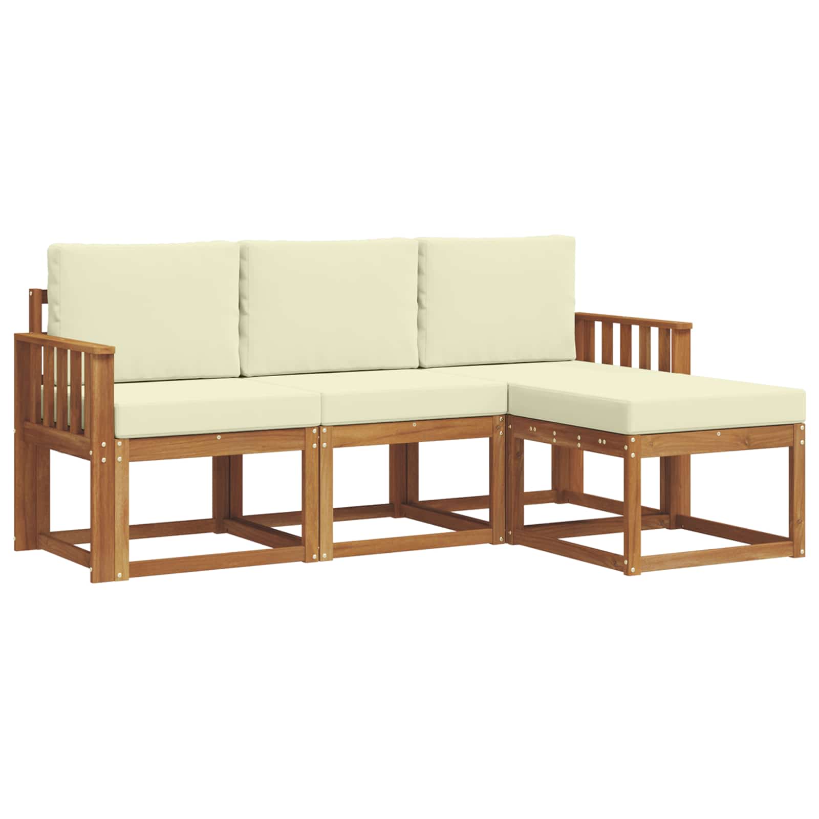Set vanjskih sofa s jastukom 4 pcs Prirodna i krem