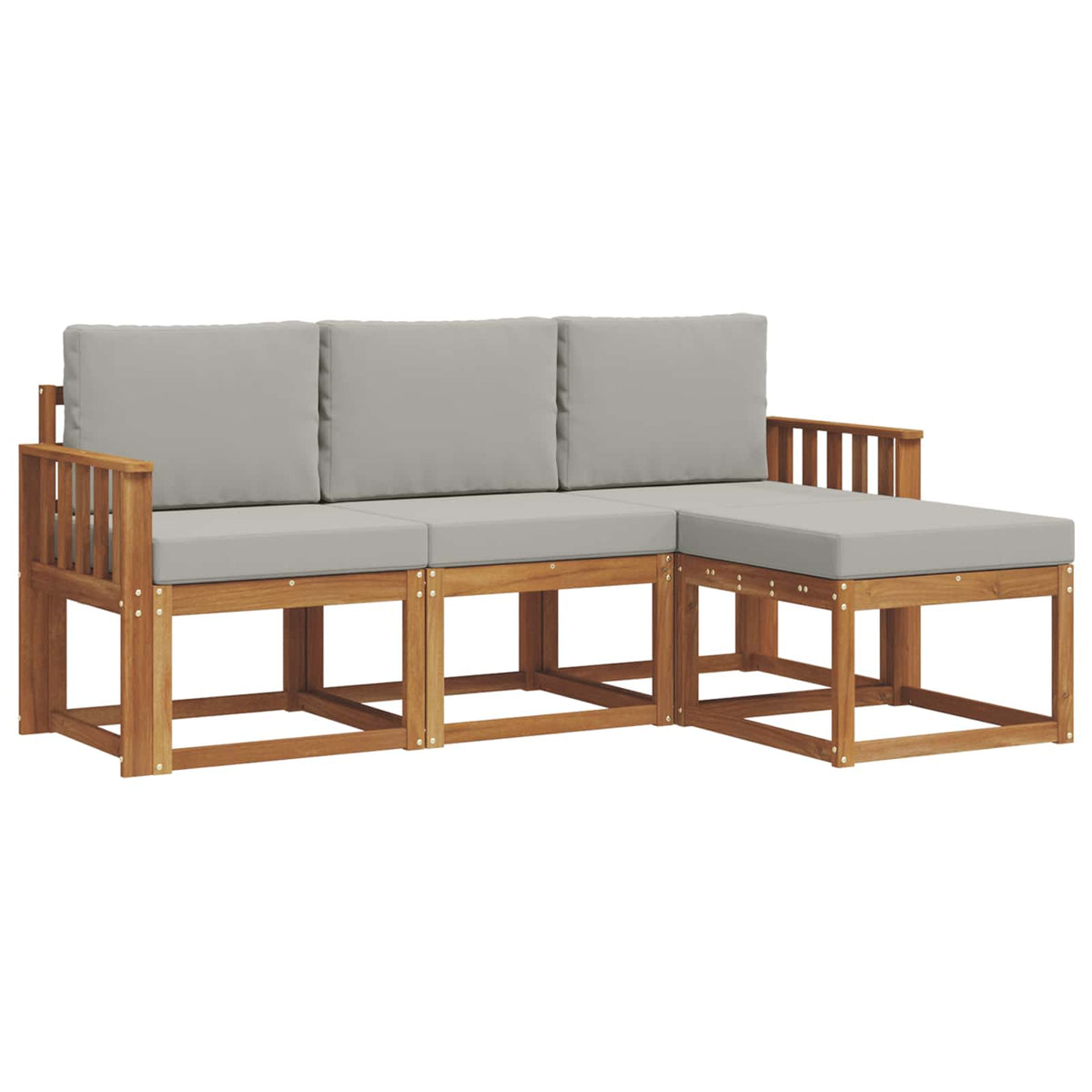 Set vanjskih sofa s jastukom 4 pcs Prirodna i svijetlo siva