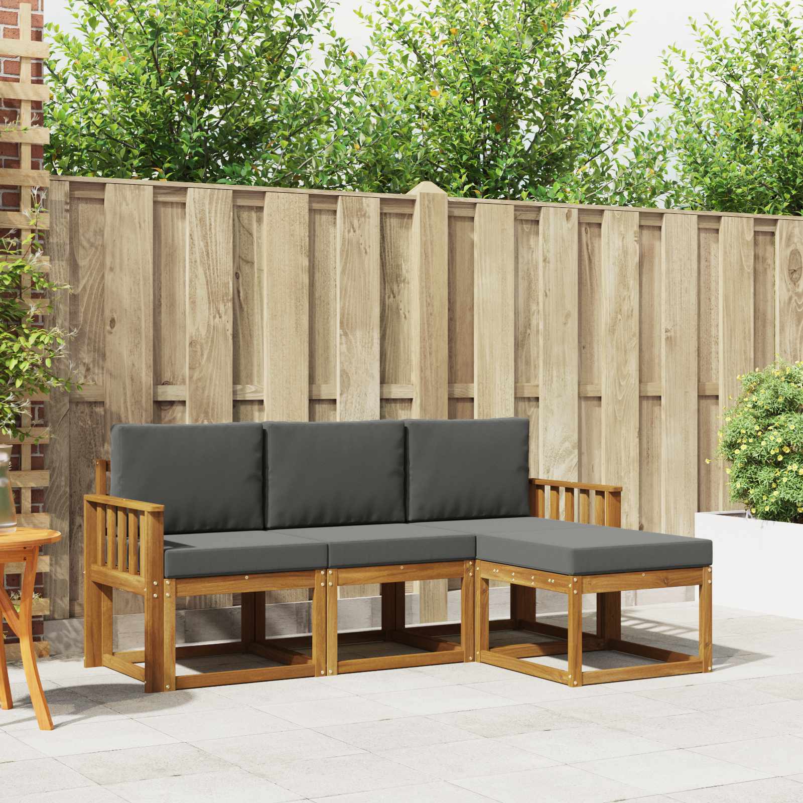 Set vanjskih sofa s jastukom 4 pcs Prirodna i antracit