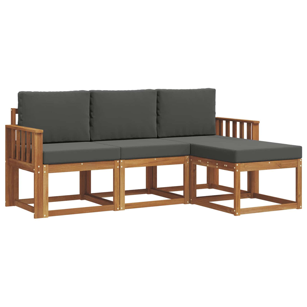 Set vanjskih sofa s jastukom 4 pcs Prirodna i antracit