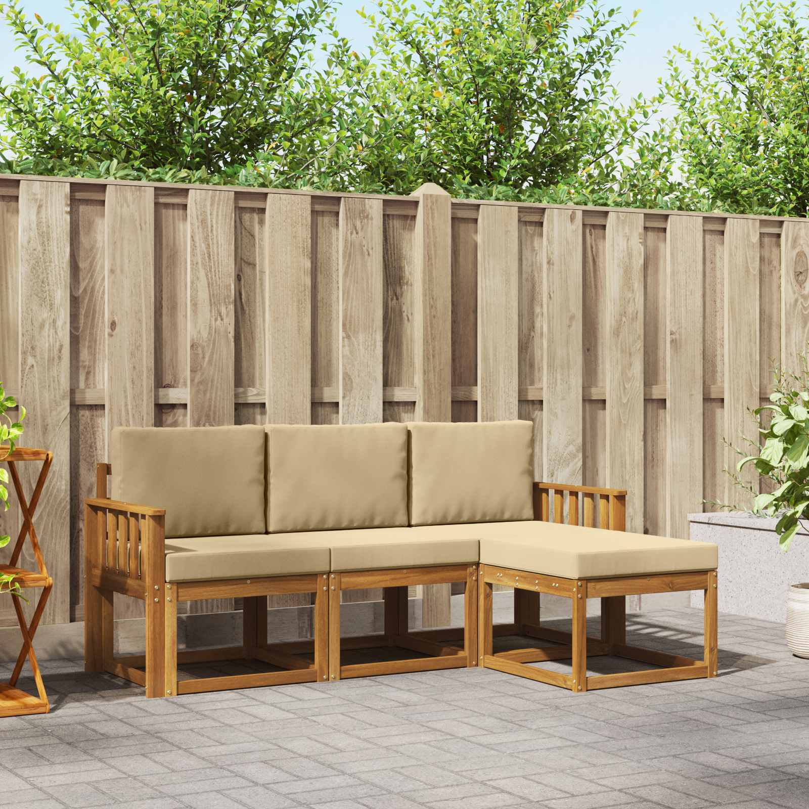Set vanjskih sofa s jastukom 4 pcs Prirodna i bež