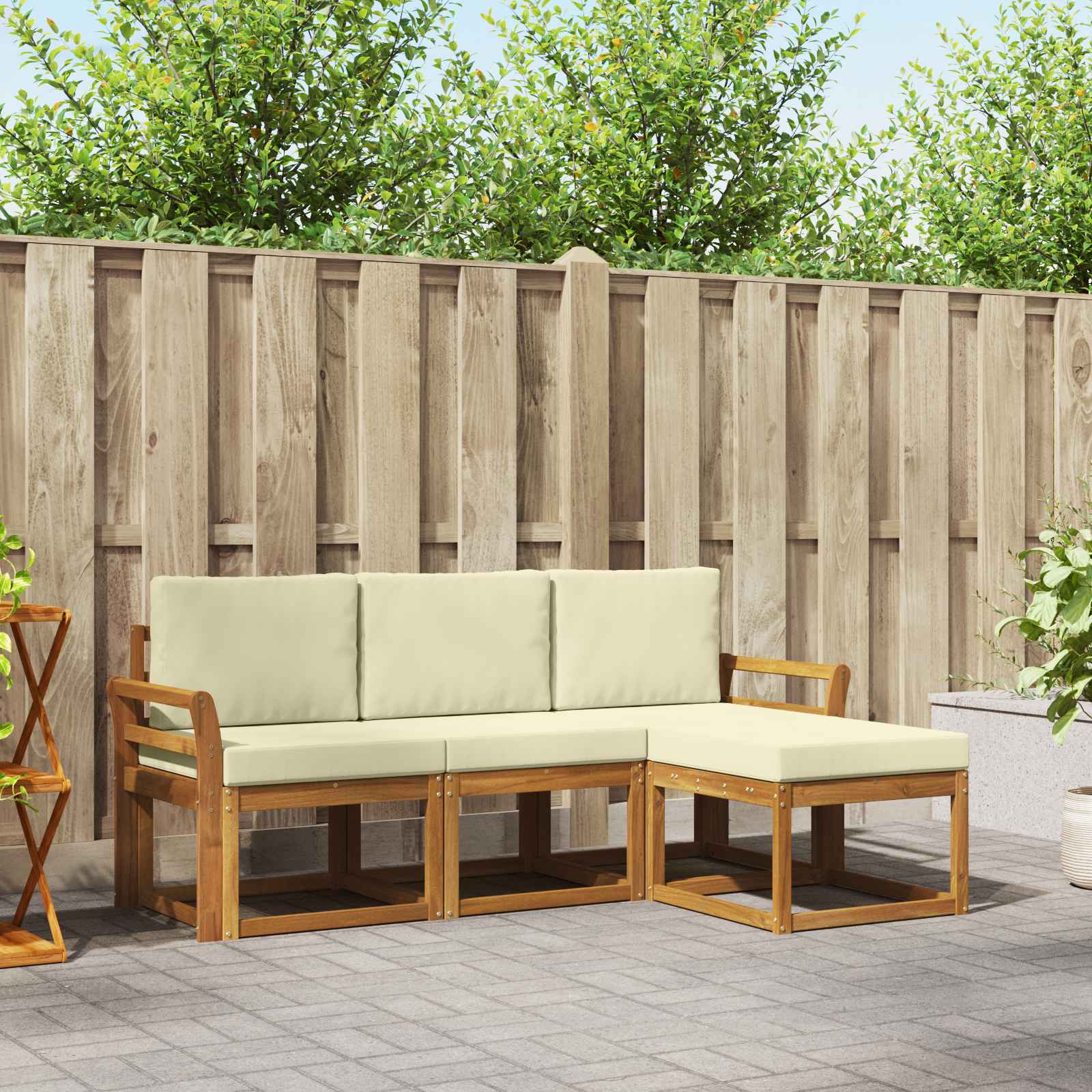 Set vanjskih sofa s jastukom 4 pcs Prirodna i krem
