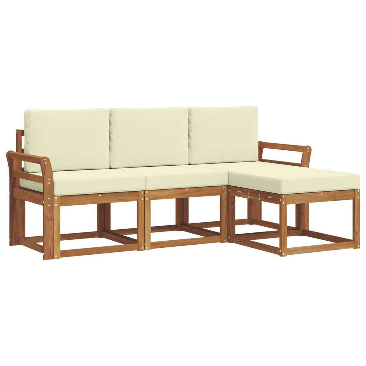 Set vanjskih sofa s jastukom 4 pcs Prirodna i krem