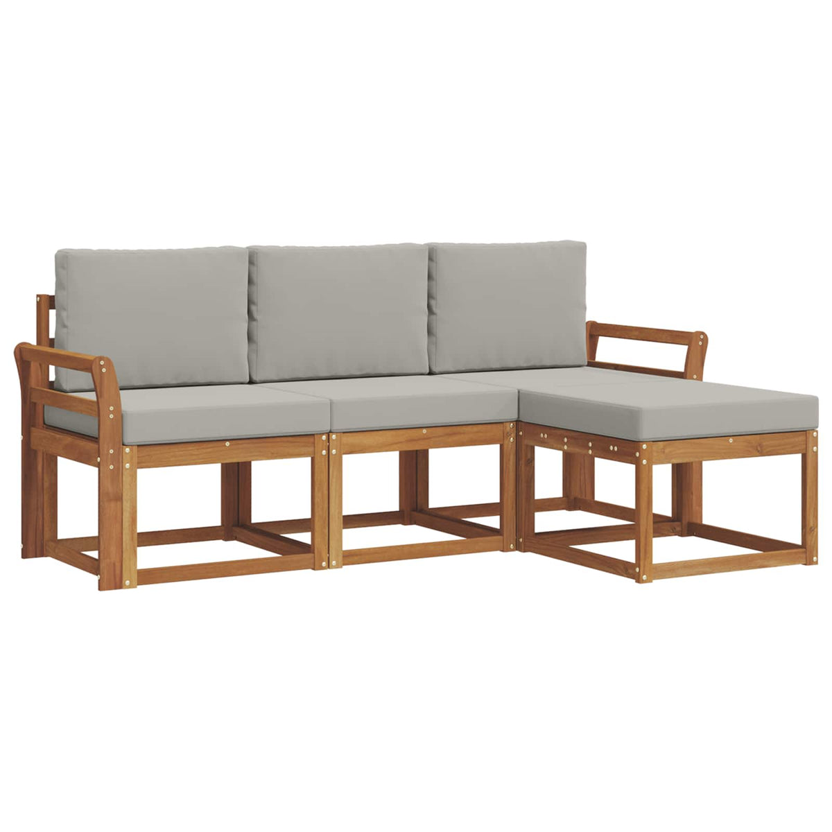 Set vanjskih sofa s jastukom 4 pcs Prirodna i svijetlo siva