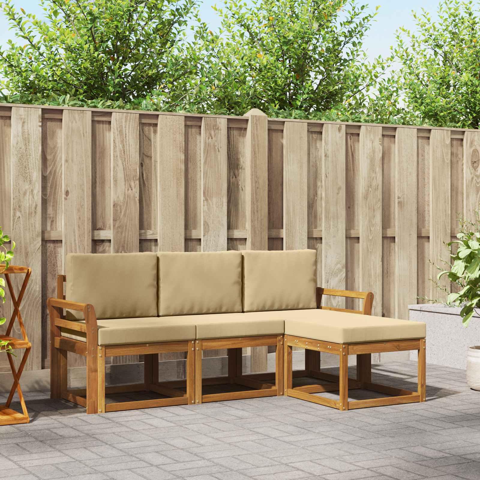 Set vanjskih sofa s jastukom 4 pcs Prirodna i bež
