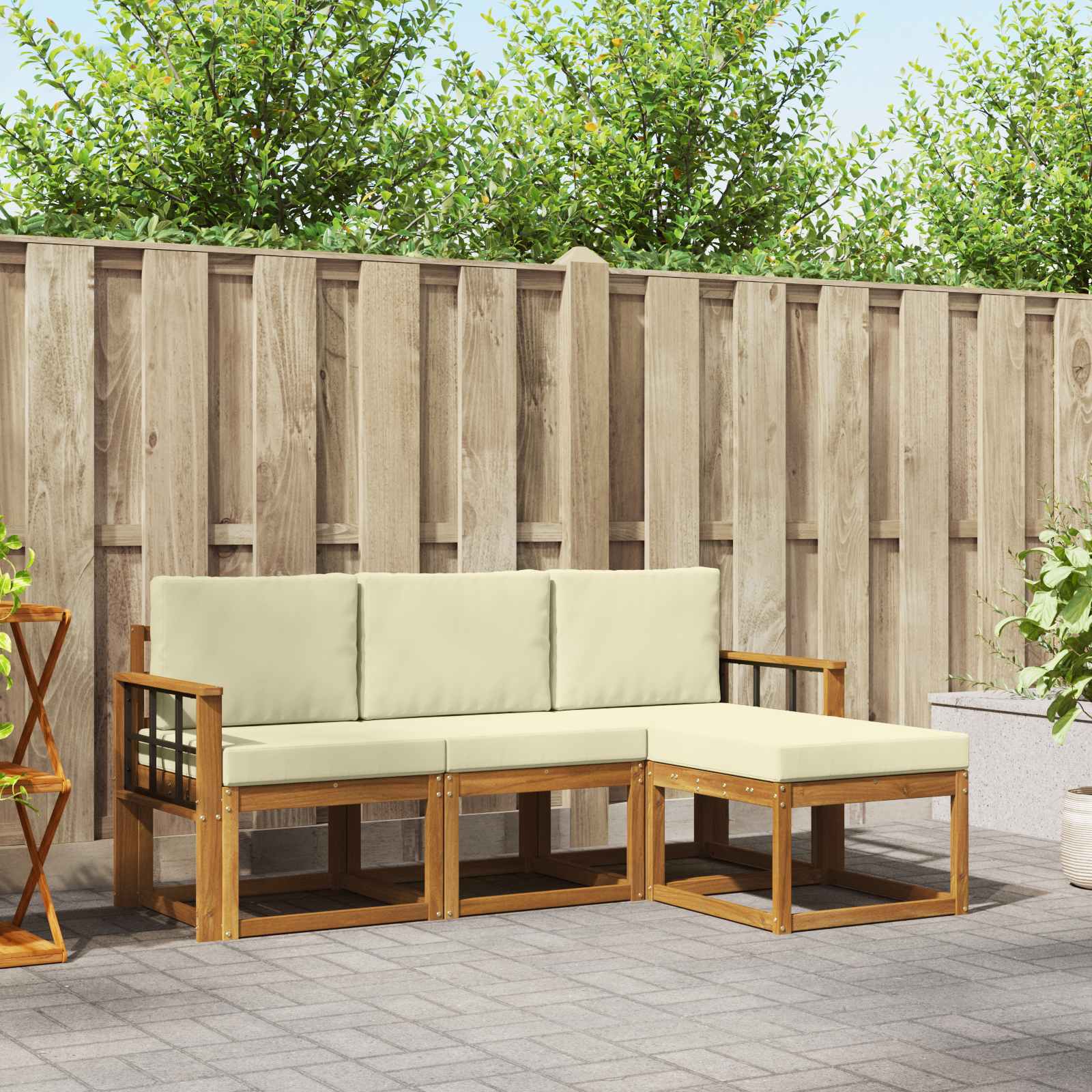 Set vanjskih sofa s jastukom 4 pcs Prirodna i krem