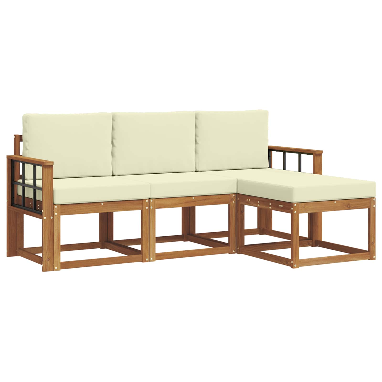 Set vanjskih sofa s jastukom 4 pcs Prirodna i krem