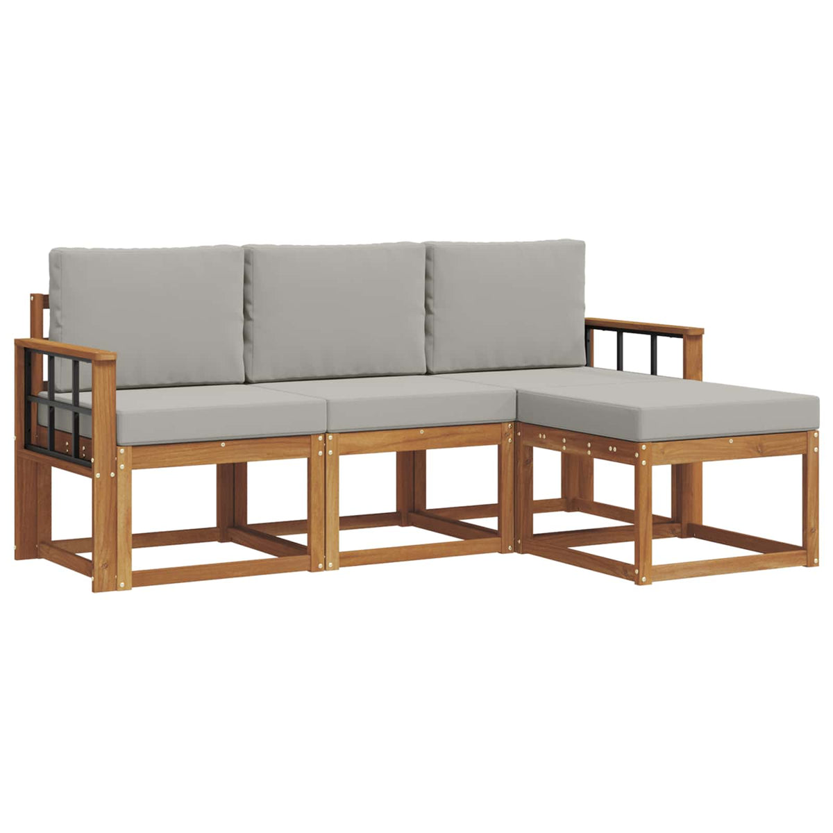 Set vanjskih sofa s jastukom 4 pcs Prirodna i svijetlo siva