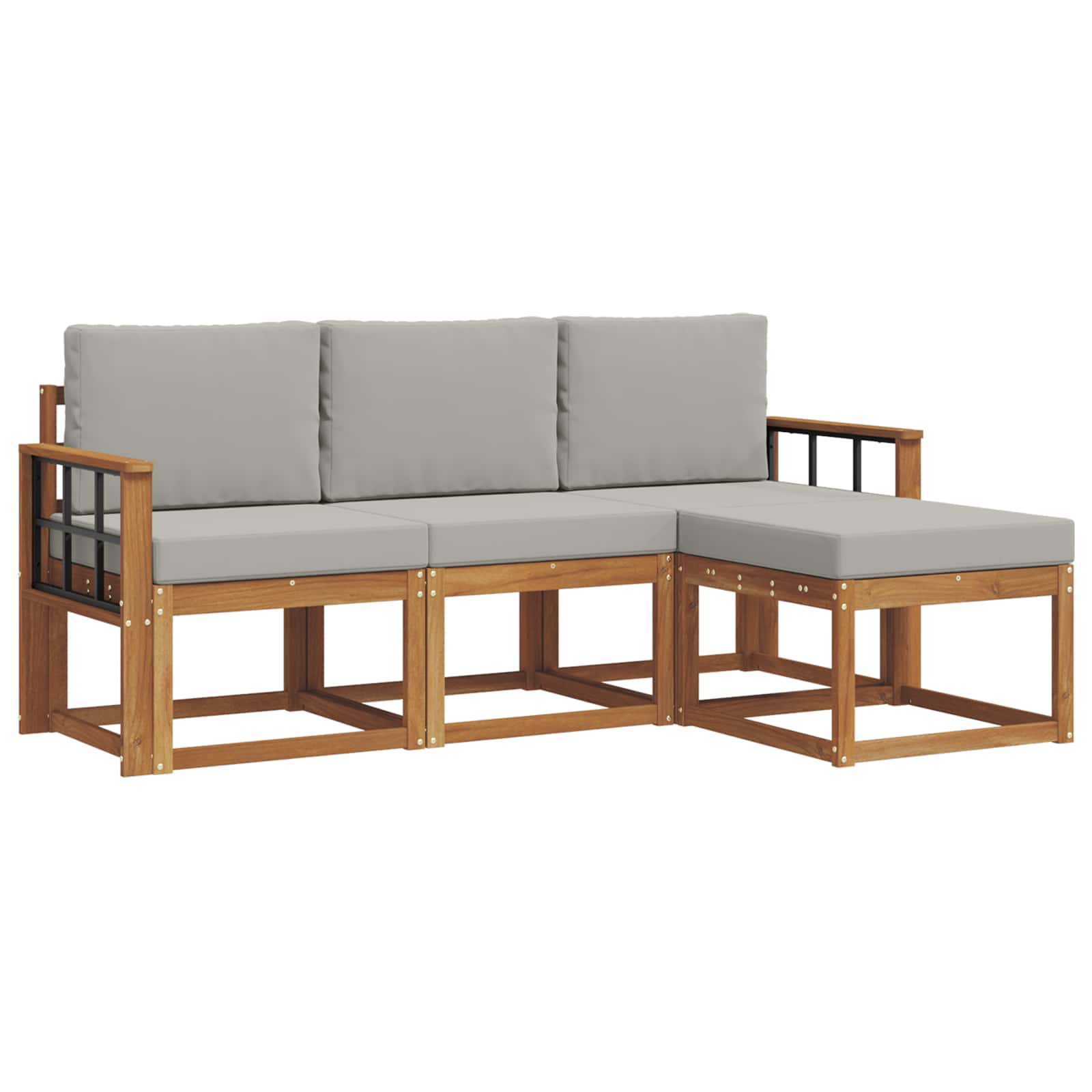 Set vanjskih sofa s jastukom 4 pcs Prirodna i svijetlo siva