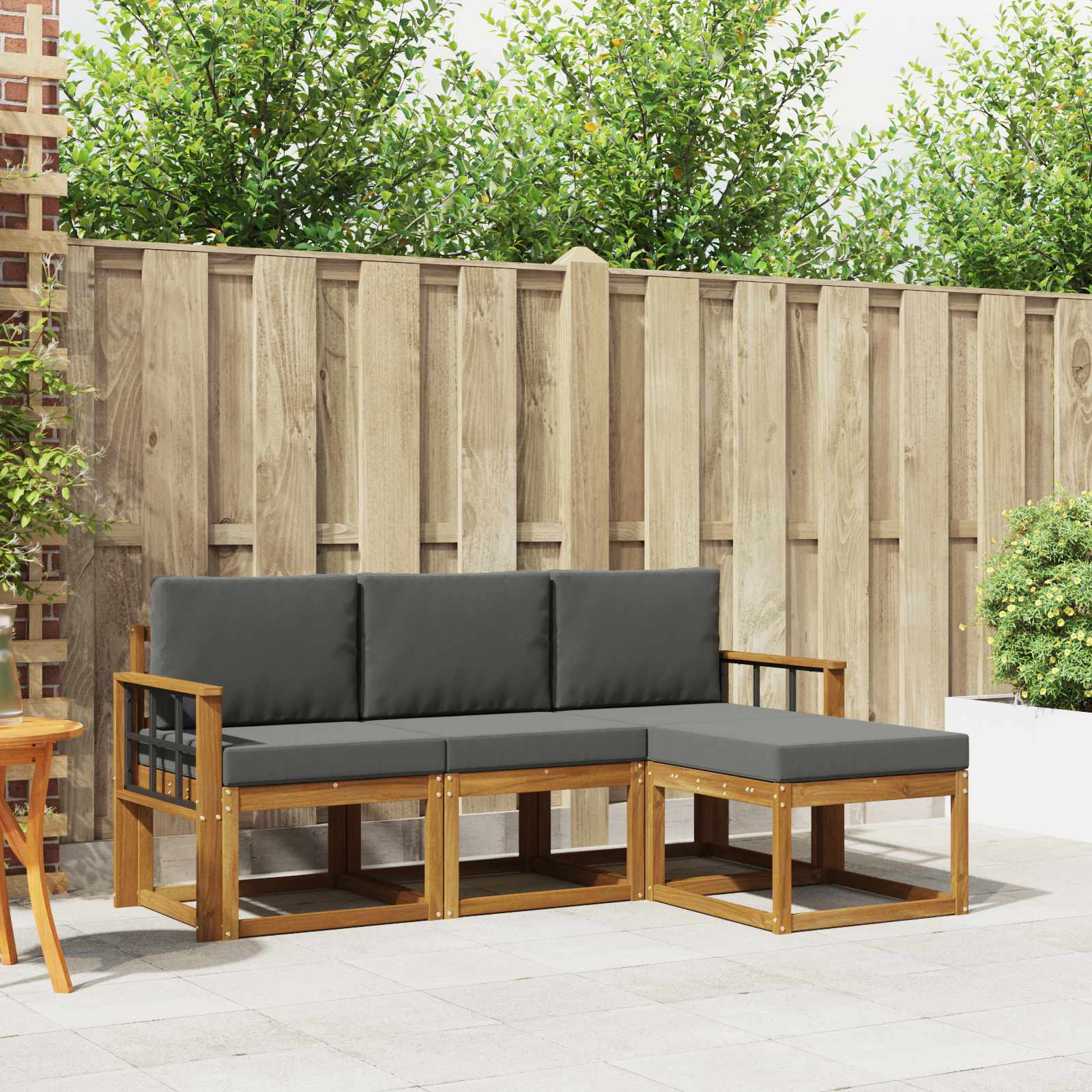 Set vanjskih sofa s jastukom 4 pcs Prirodna i antracit