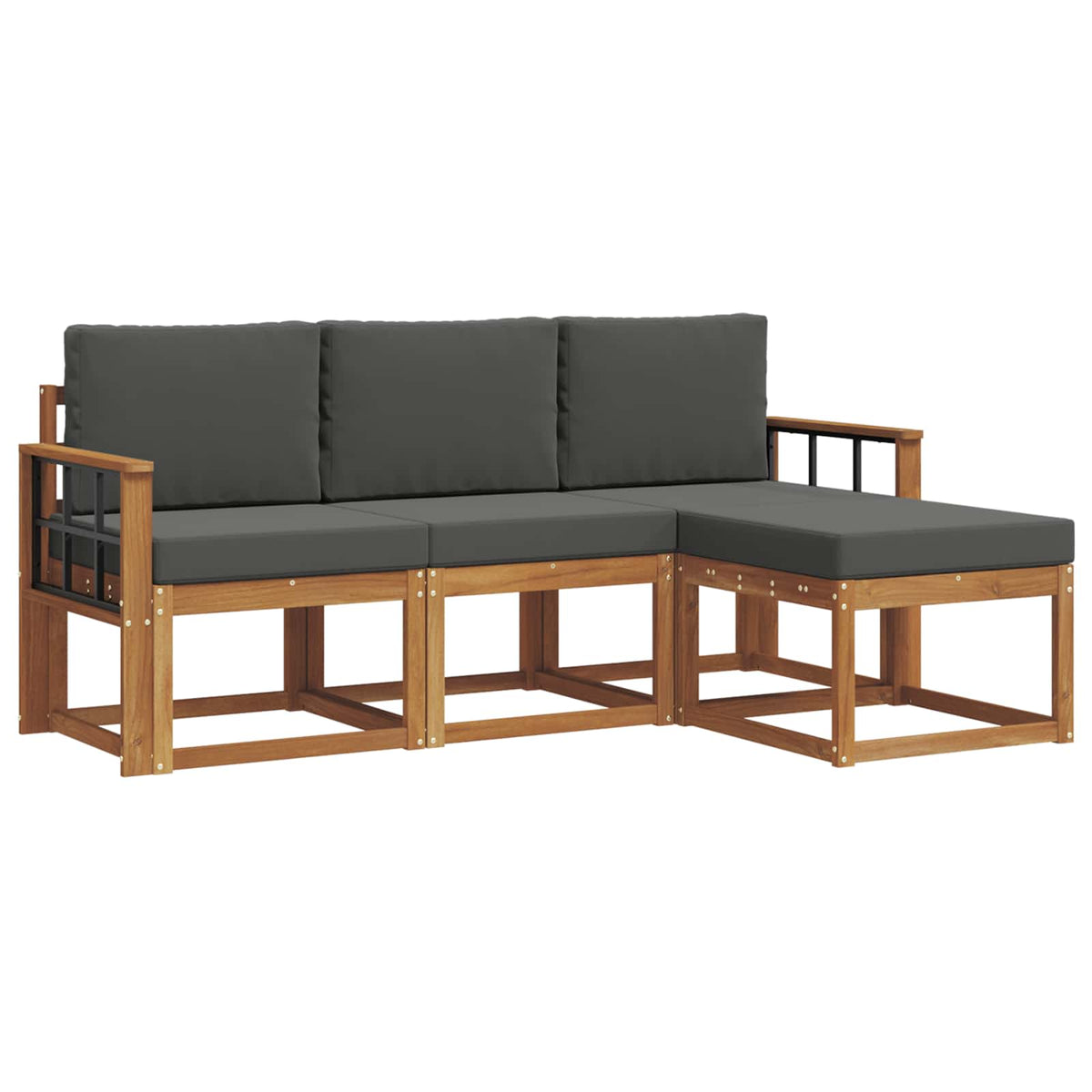 Set vanjskih sofa s jastukom 4 pcs Prirodna i antracit