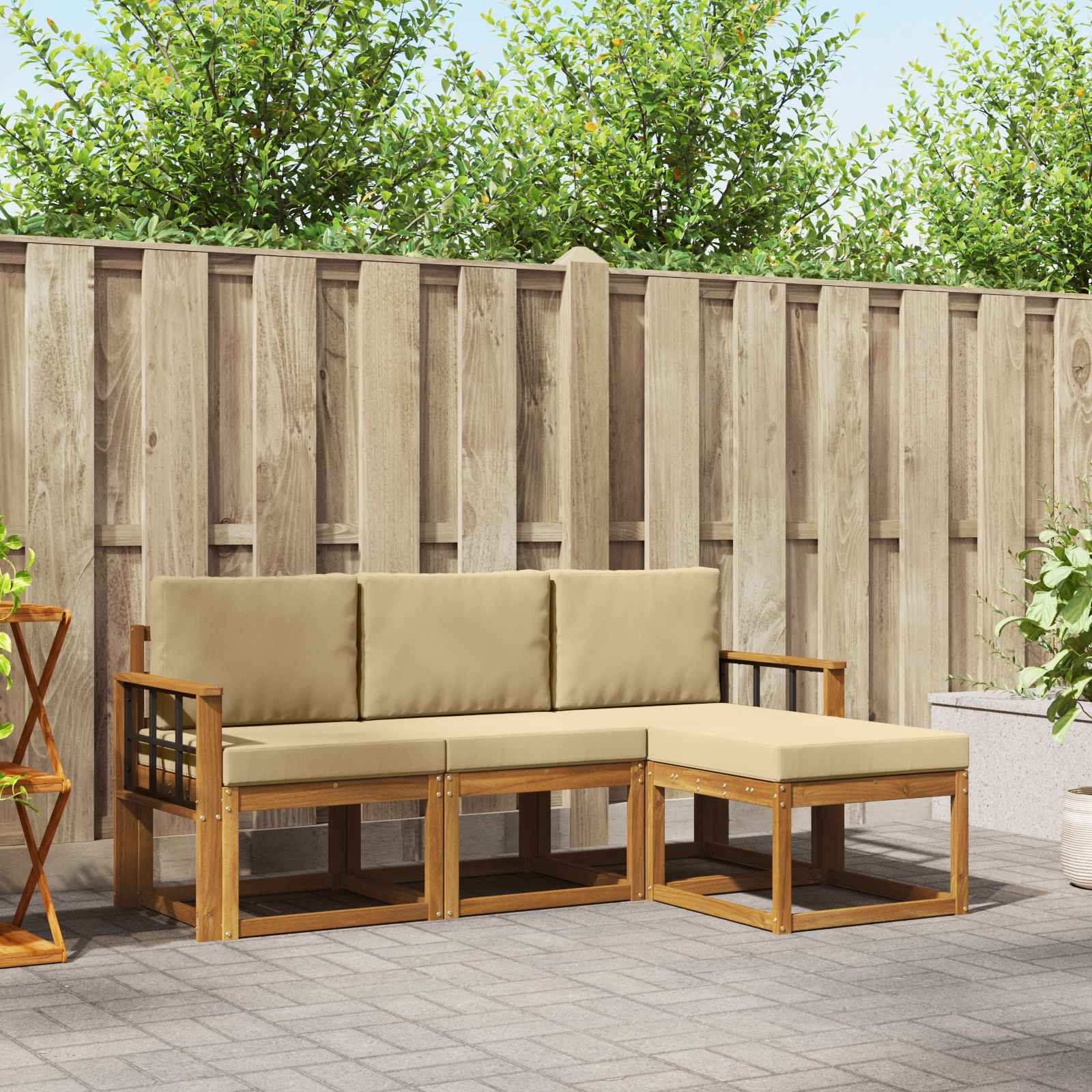 Set vanjskih sofa s jastukom 4 pcs Prirodna i bež