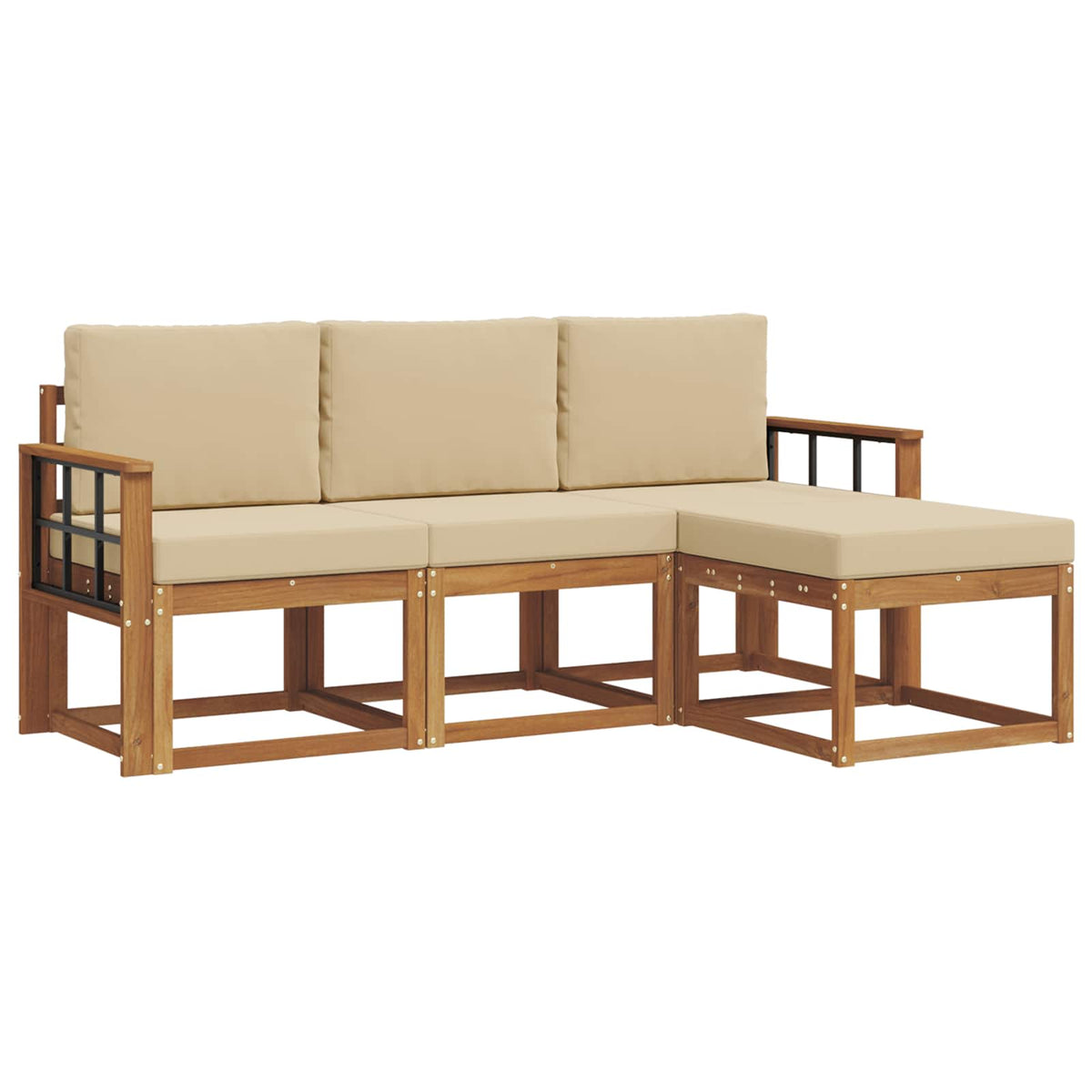 Set vanjskih sofa s jastukom 4 pcs Prirodna i bež