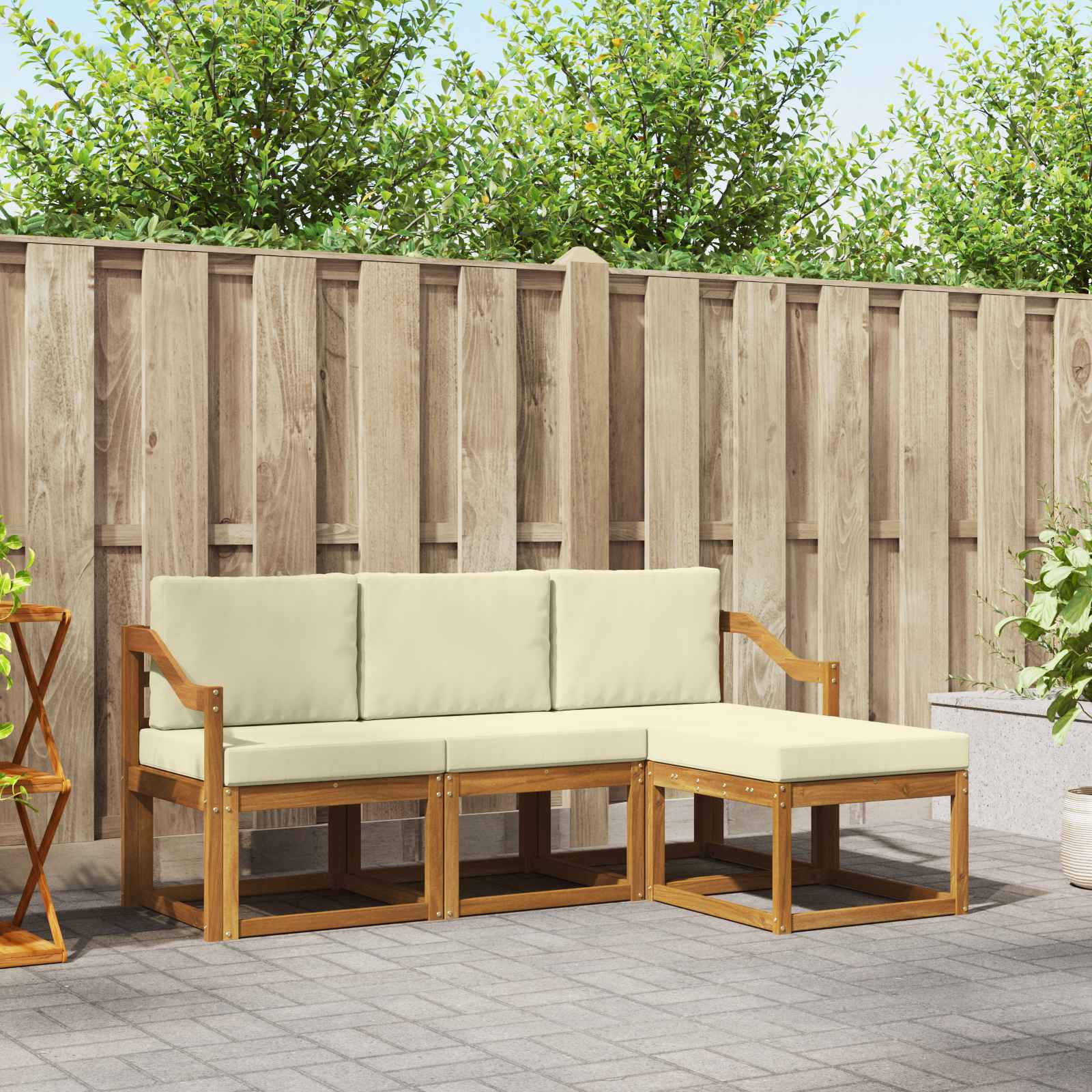 Set vanjskih sofa s jastukom 4 pcs Prirodna i krem