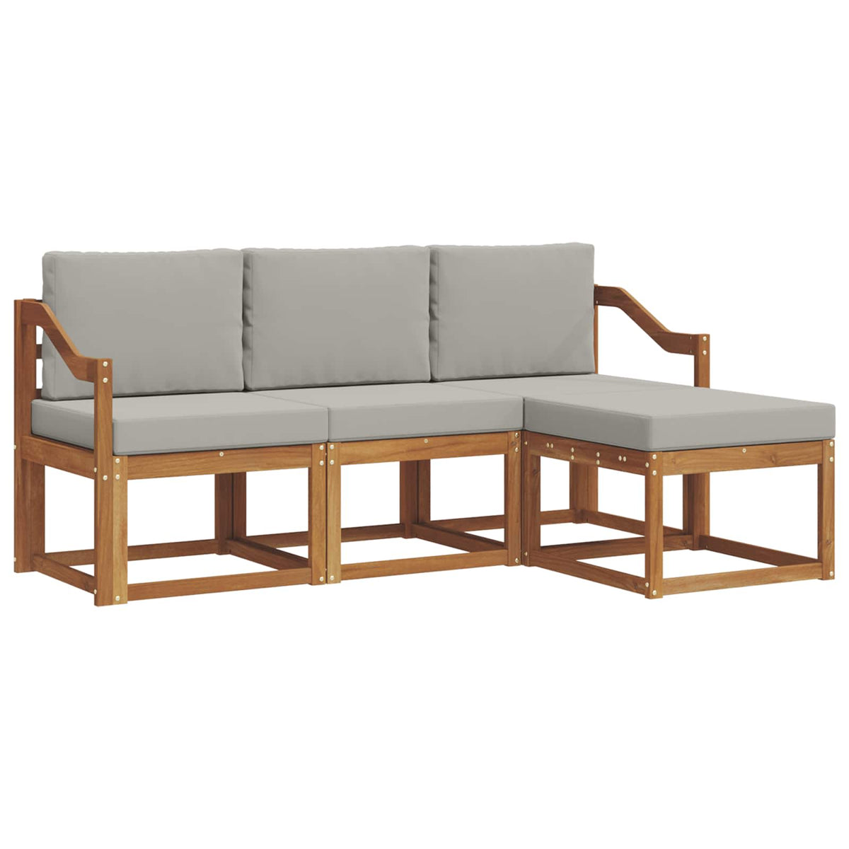 Set vanjskih sofa s jastukom 4 pcs Prirodna i svijetlo siva