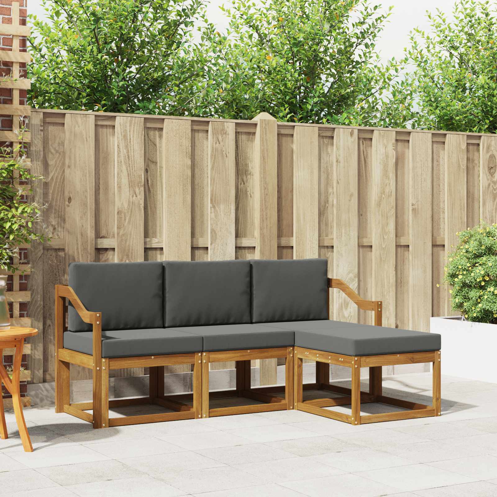 Set vanjskih sofa s jastukom 4 pcs Prirodna i antracit