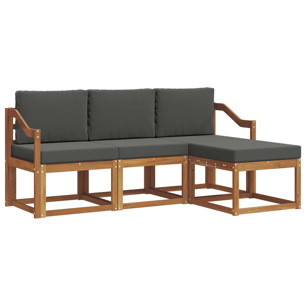 Set vanjskih sofa s jastukom 4 pcs Prirodna i antracit