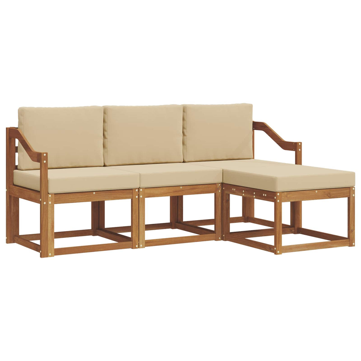 Set vanjskih sofa s jastukom 4 pcs Prirodna i bež