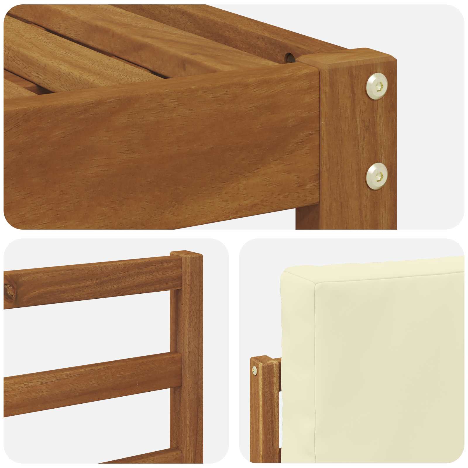 Set vanjskih sofa 5 pcs Prirodna i krem Čvrsto drvo akacije