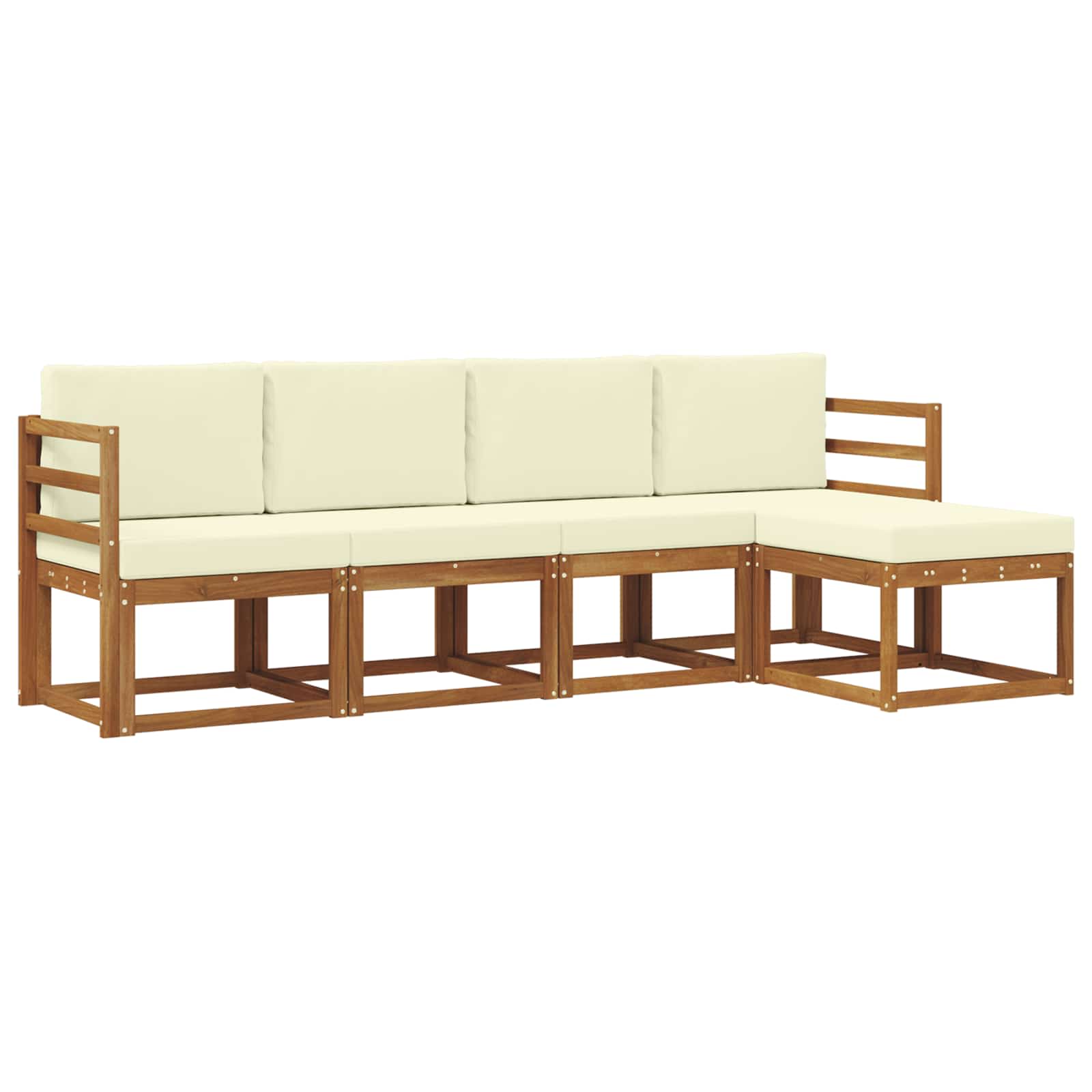 Set vanjskih sofa 5 pcs Prirodna i krem Čvrsto drvo akacije