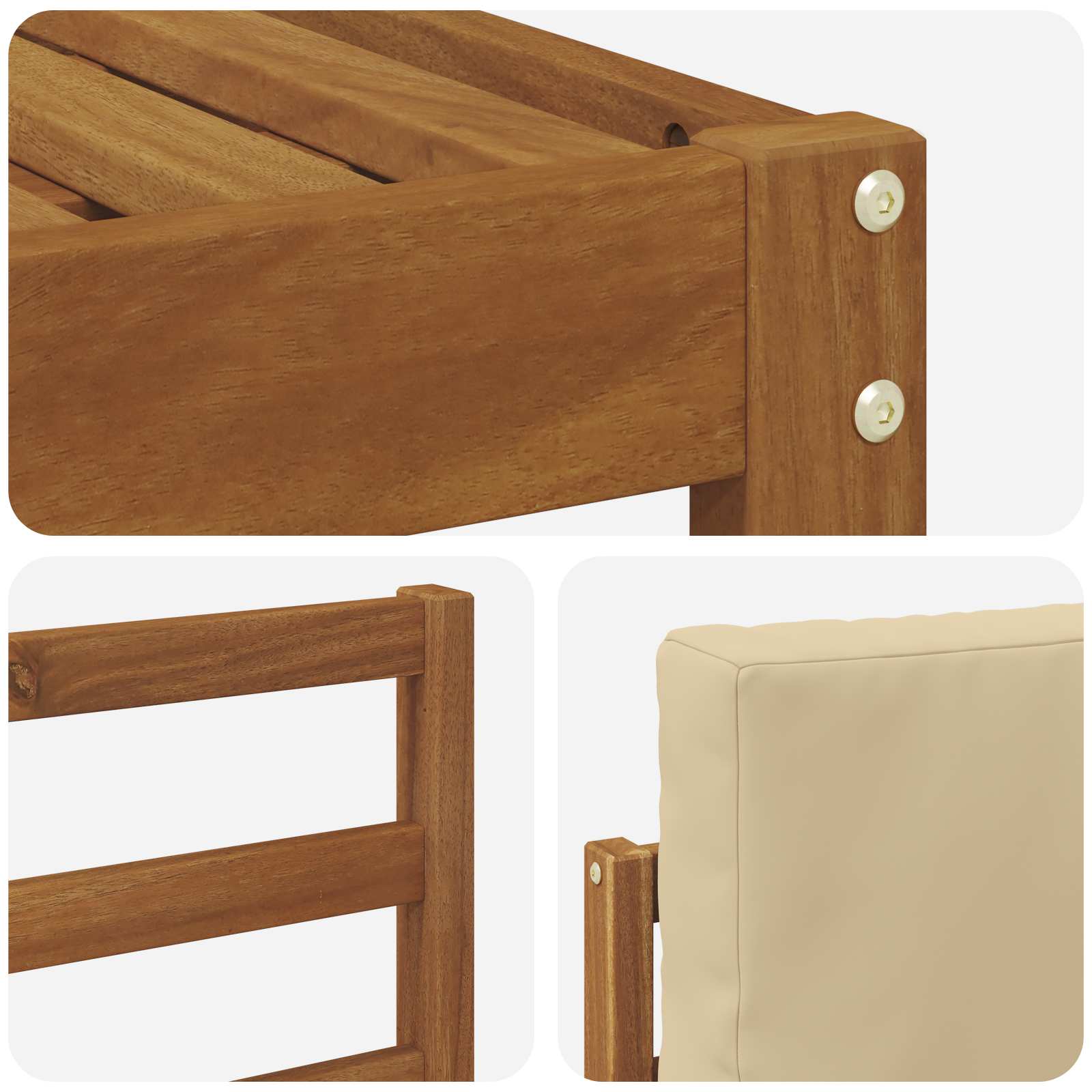 Set vanjskih sofa 5 pcs Prirodna i bež Čvrsto drvo akacije