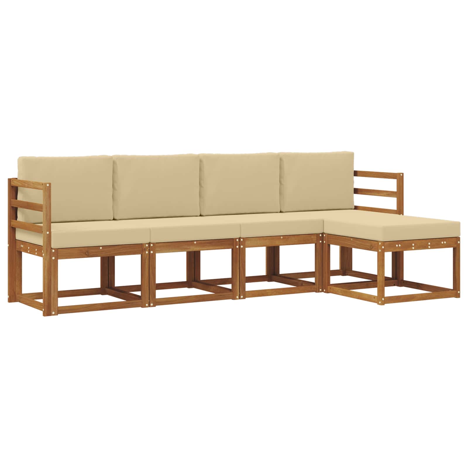 Set vanjskih sofa 5 pcs Prirodna i bež Čvrsto drvo akacije