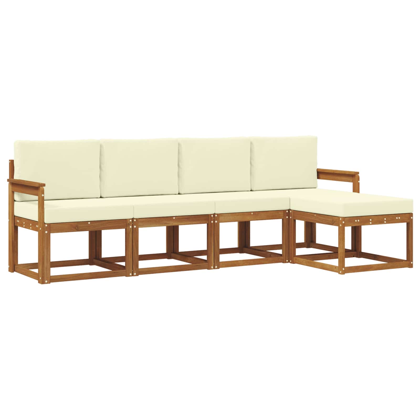 Set vanjskih sofa 5 pcs Prirodna i krem Čvrsto drvo akacije