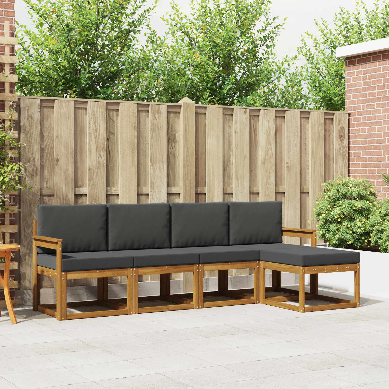 Set vanjskih sofa 5 pcs Prirodna i antracit Čvrsto drvo akacije