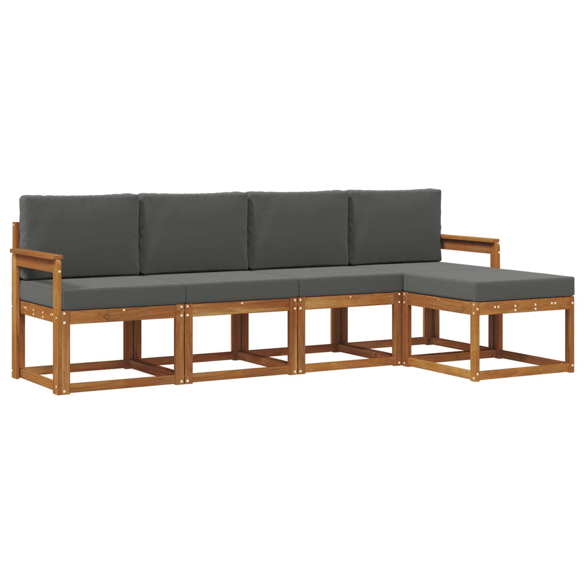 Set vanjskih sofa 5 pcs Prirodna i antracit Čvrsto drvo akacije