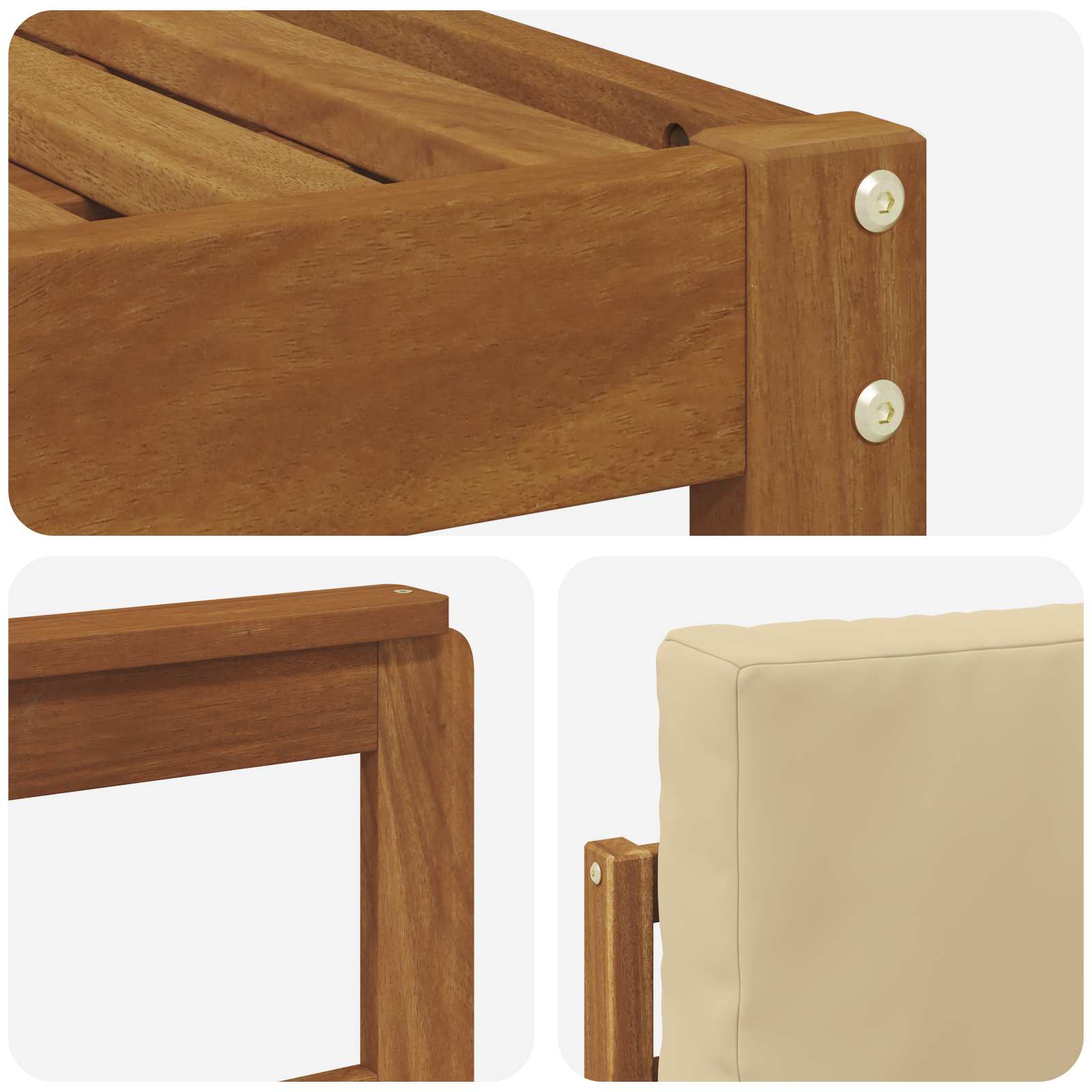 Set vanjskih sofa 5 pcs Prirodna i bež Čvrsto drvo akacije