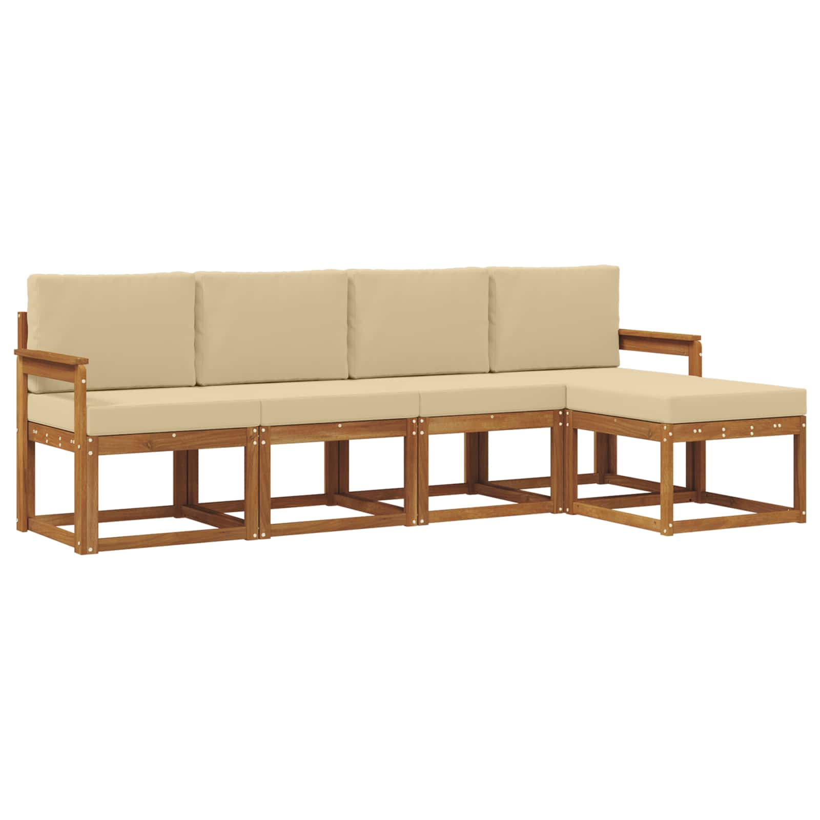 Set vanjskih sofa 5 pcs Prirodna i bež Čvrsto drvo akacije
