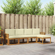 Set vanjskih sofa 5 pcs Prirodna i krem Čvrsto drvo akacije