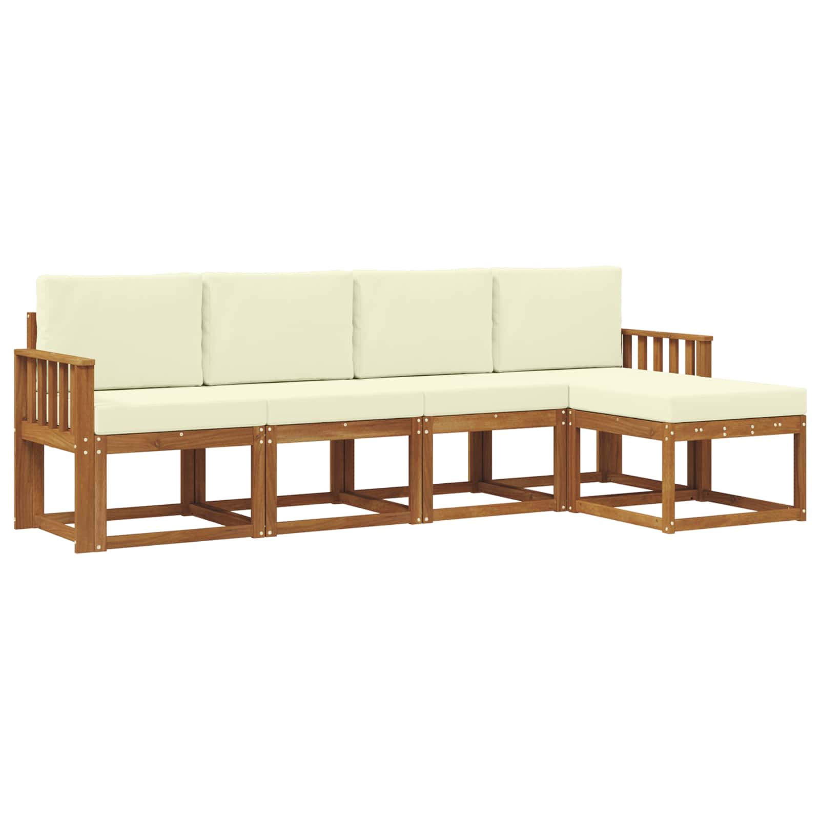 Set vanjskih sofa 5 pcs Prirodna i krem Čvrsto drvo akacije