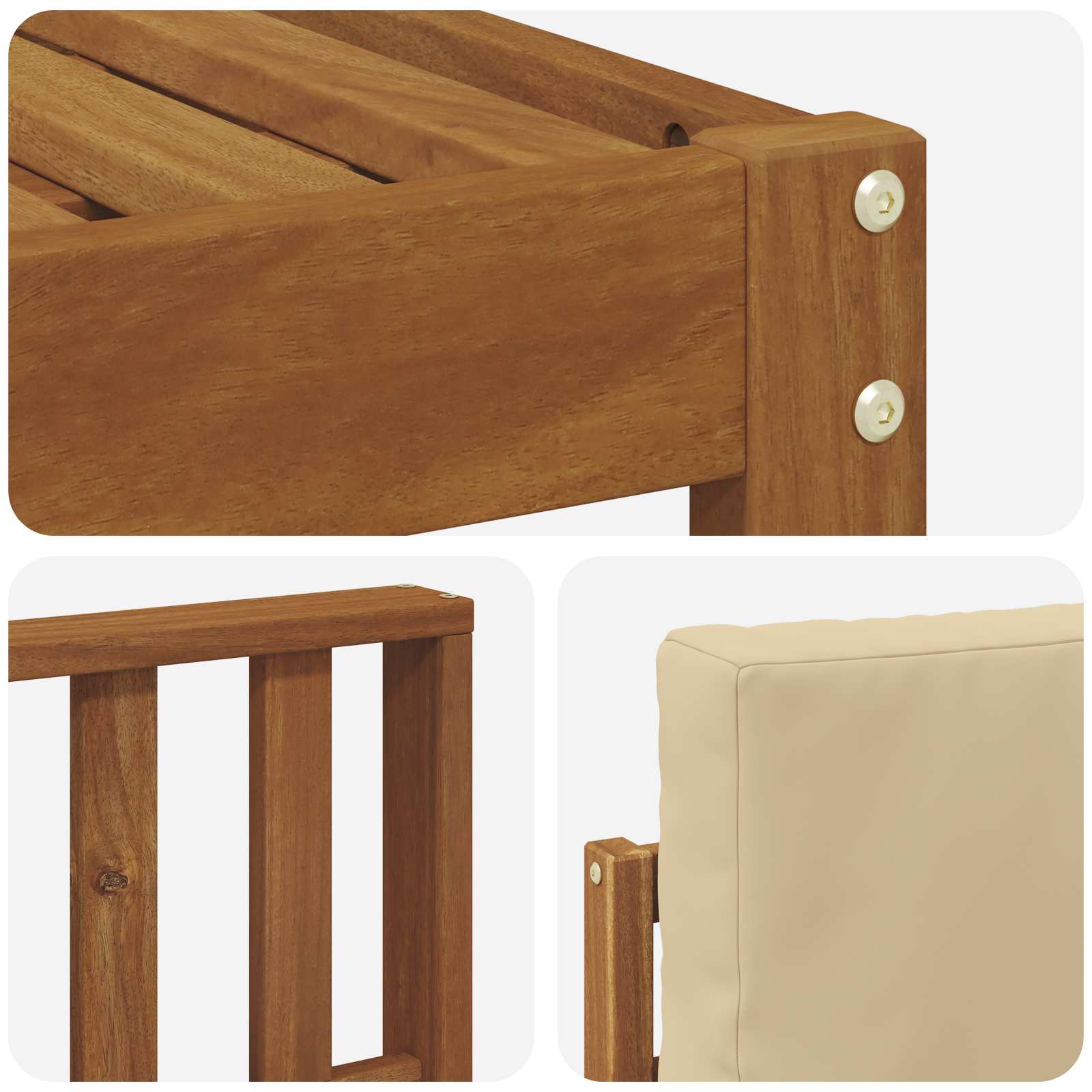 Set vanjskih sofa 5 pcs Prirodna i bež Čvrsto drvo akacije