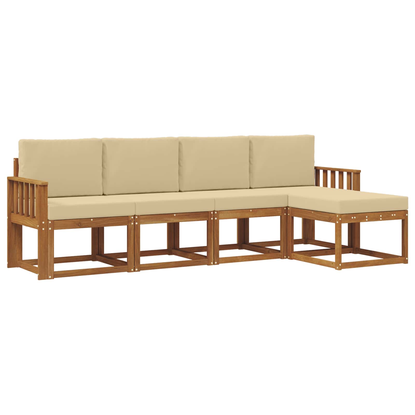 Set vanjskih sofa 5 pcs Prirodna i bež Čvrsto drvo akacije