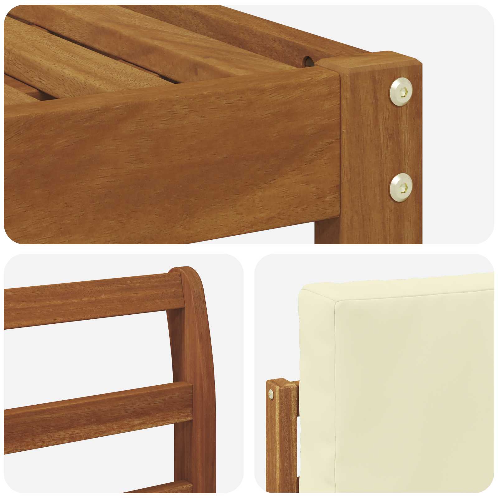 Set vanjskih sofa 5 pcs Prirodna i krem Čvrsto drvo akacije