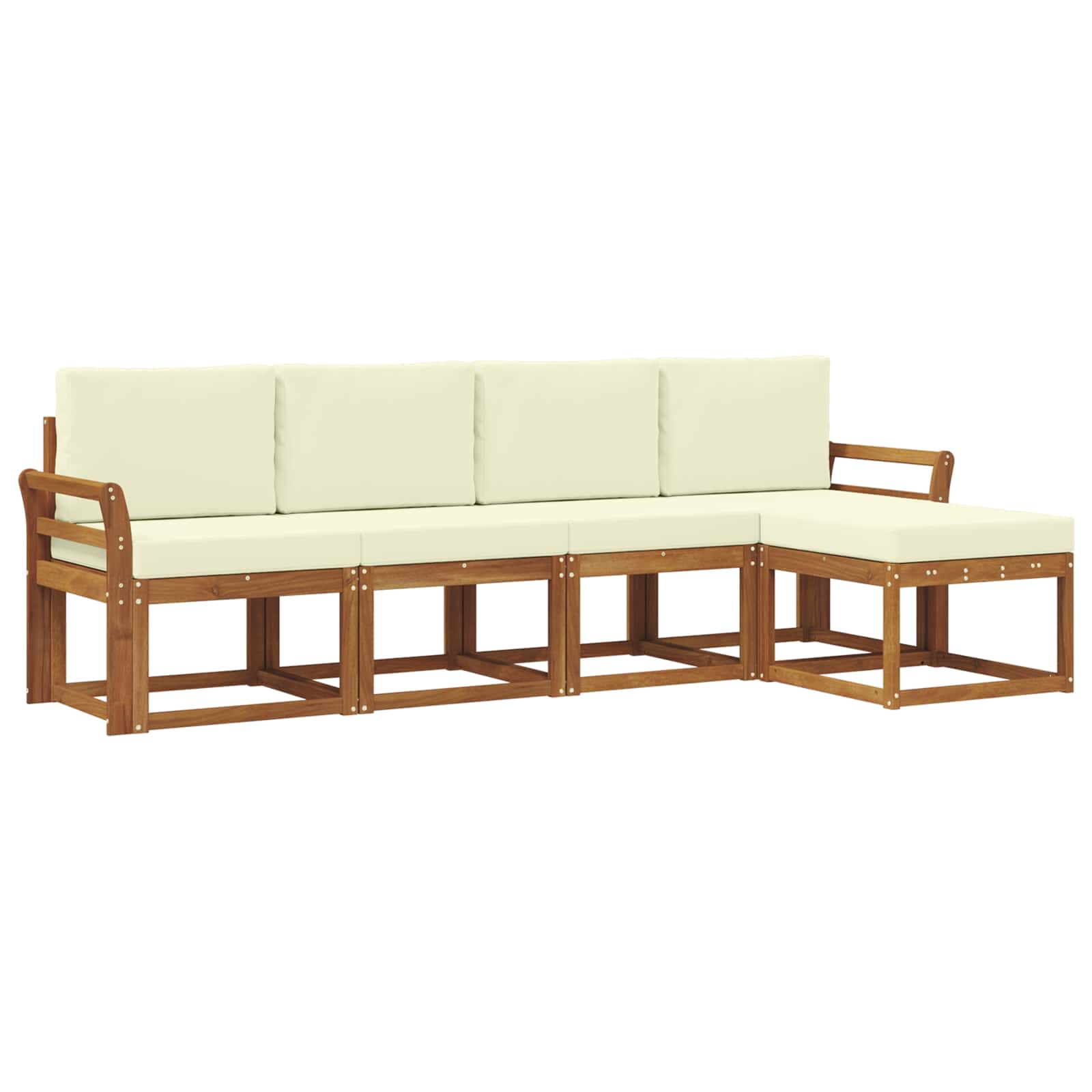 Set vanjskih sofa 5 pcs Prirodna i krem Čvrsto drvo akacije