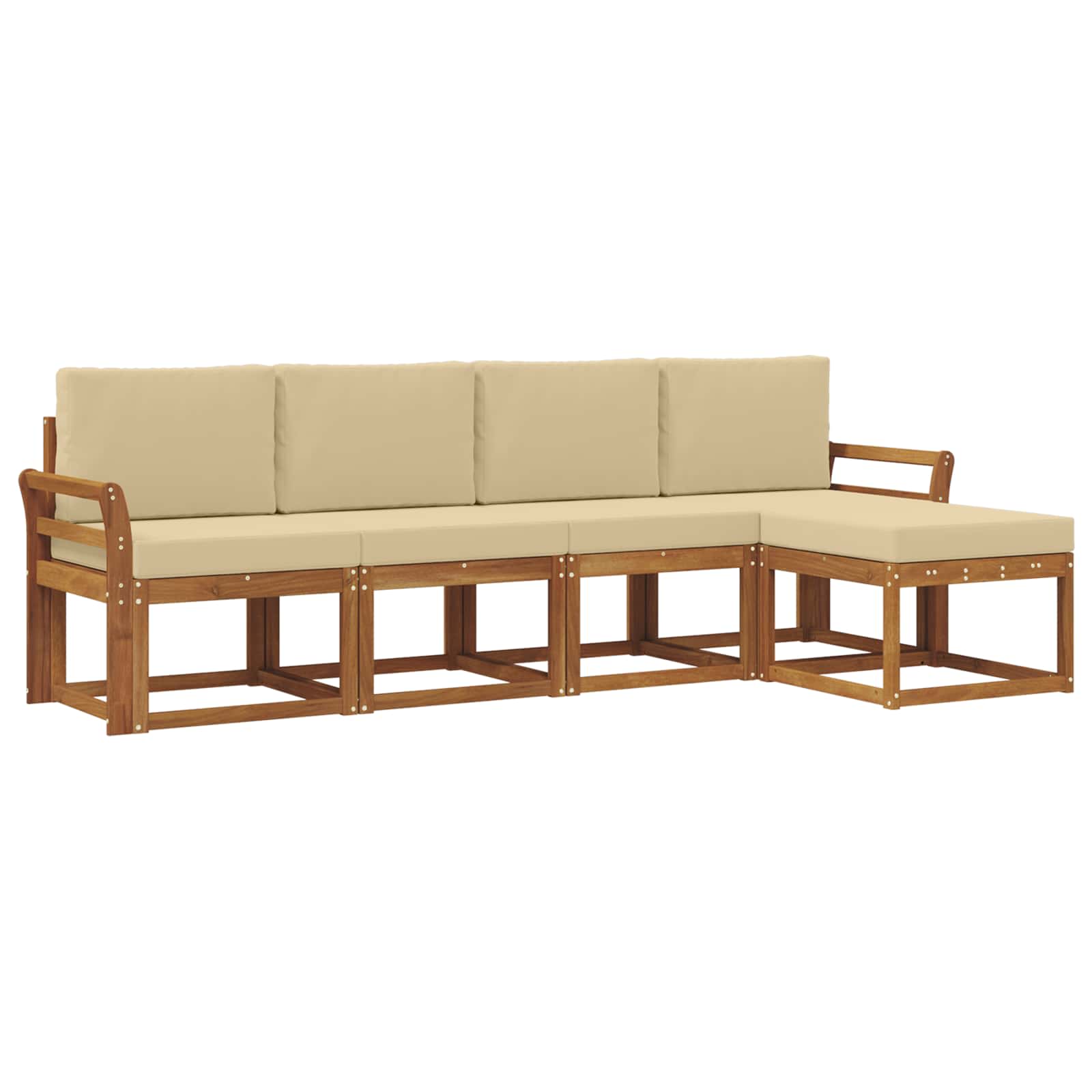 Set vanjskih sofa 5 pcs Prirodna i bež Čvrsto drvo akacije