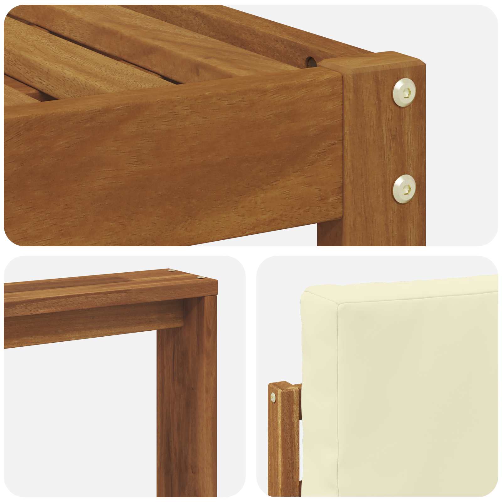 Set vanjskih sofa 5 pcs Prirodna i krem Čvrsto drvo akacije