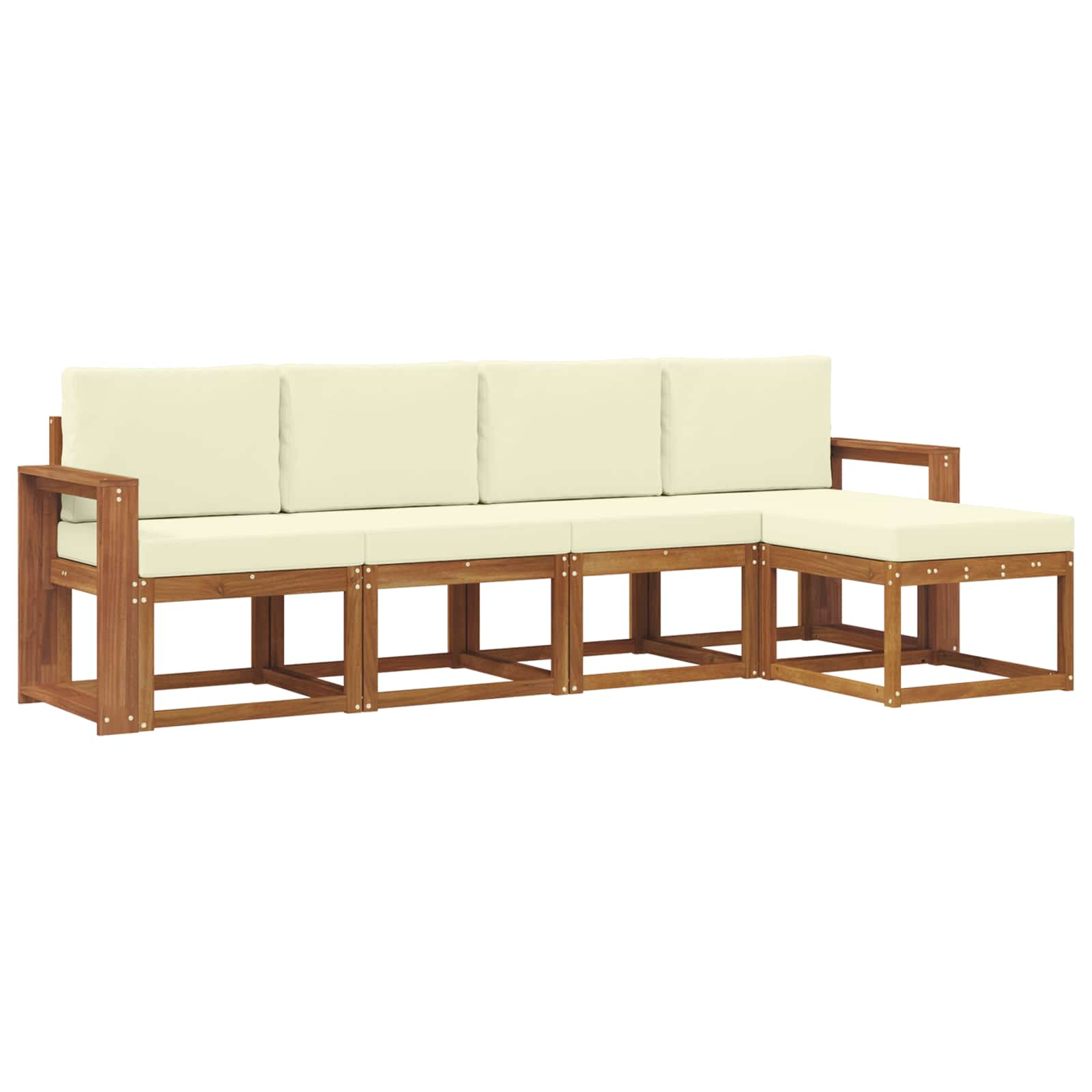 Set vanjskih sofa 5 pcs Prirodna i krem Čvrsto drvo akacije